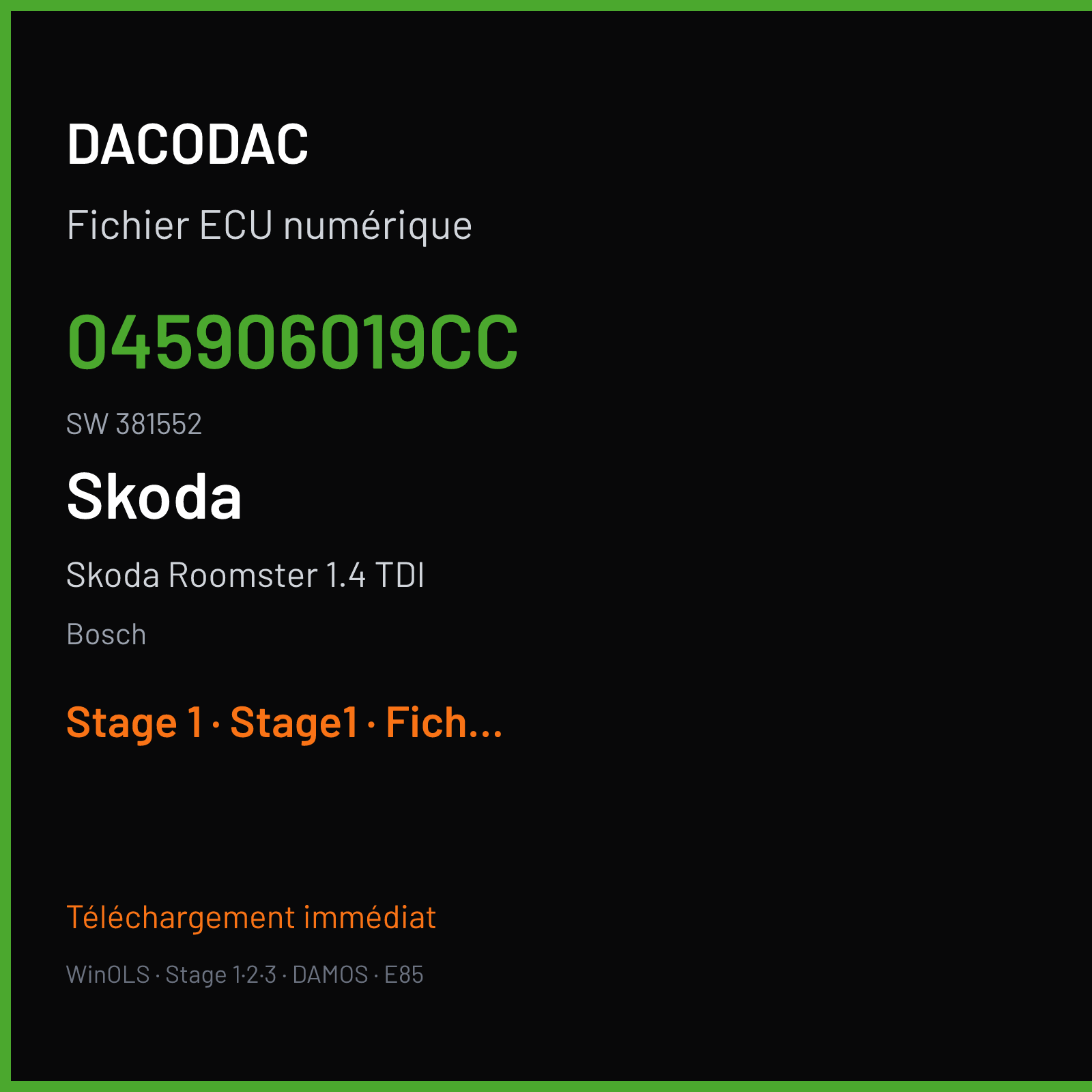 Skoda Roomster 1.4 TDI (2008) — Bosch — 045906019CC · 381552 — Stage 1