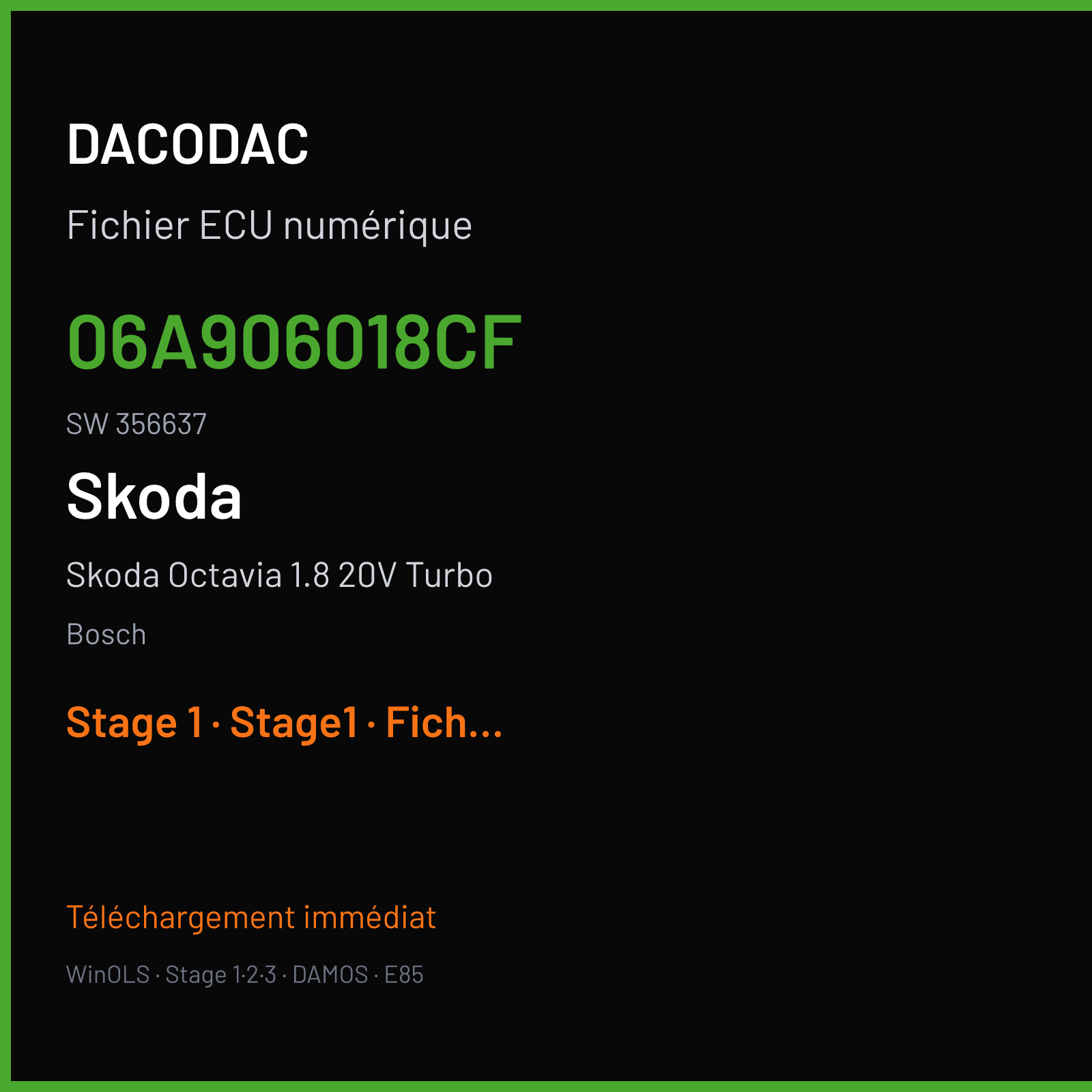 Skoda Octavia 1.8 20V Turbo (2000) — Bosch — 06A906018CF · 356637 — Stage 1
