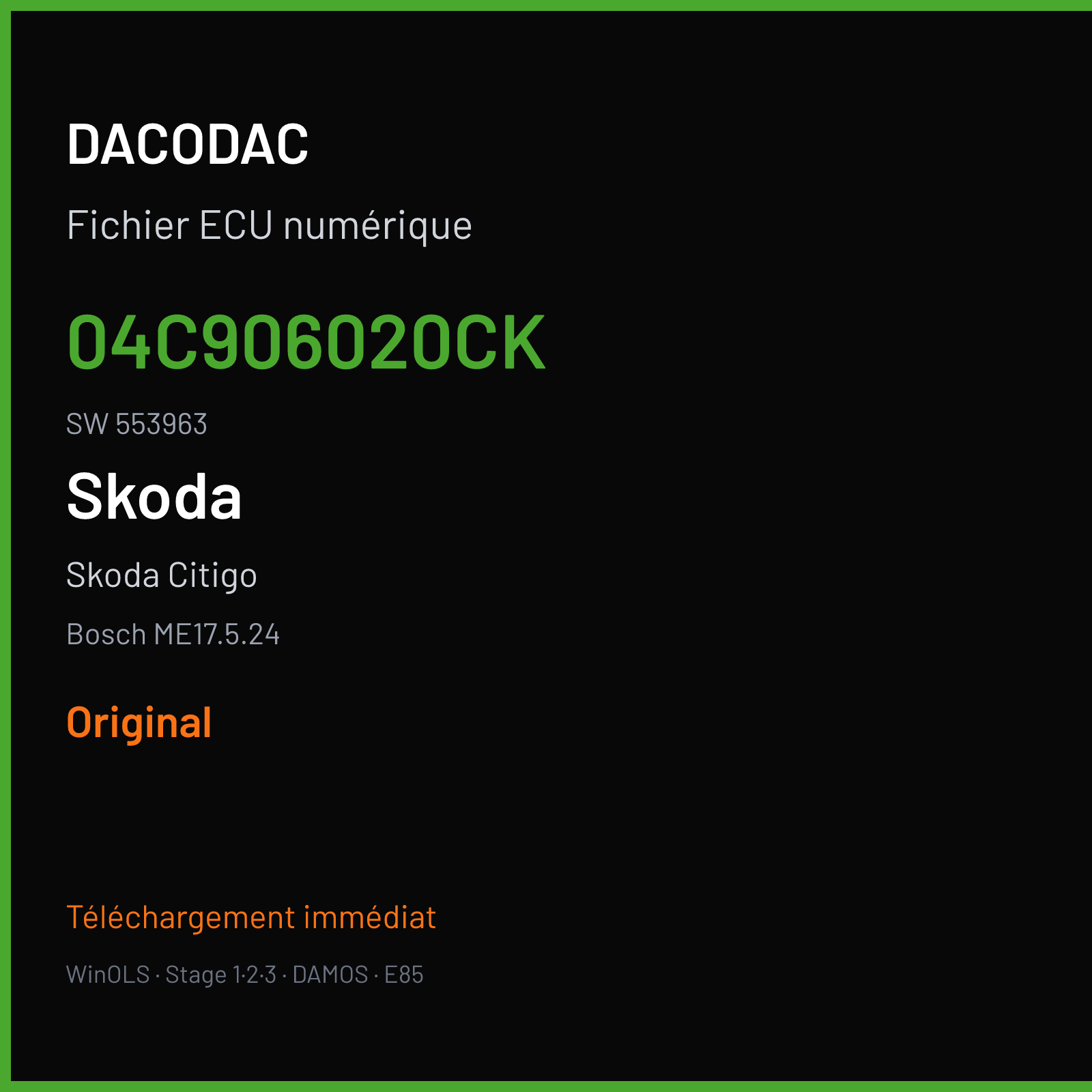 Skoda Citigo (2015) — Bosch ME17.5.24 — 04C906020CK · 553963 — Original