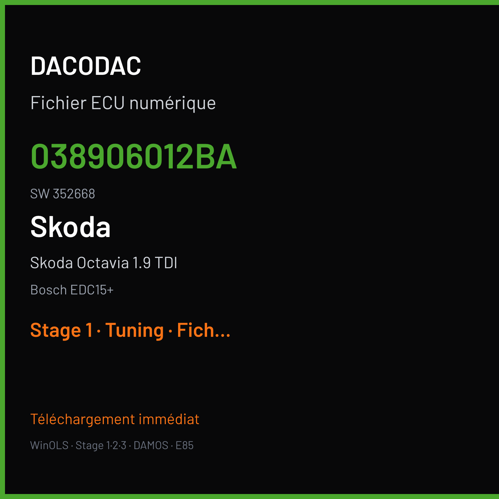 Skoda Octavia 1.9 TDI — Bosch EDC15+ — 038906012BA · 352668 — Stage 1
