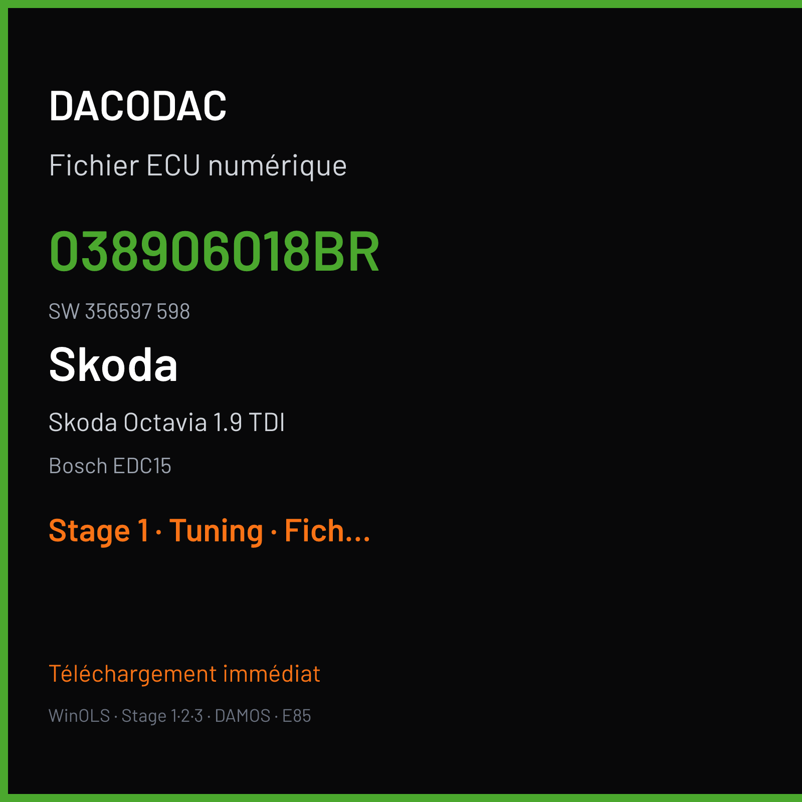 Skoda Octavia 1.9 TDI (1999) — Bosch EDC15 — 038906018BR · 356597 598 — Stage 1