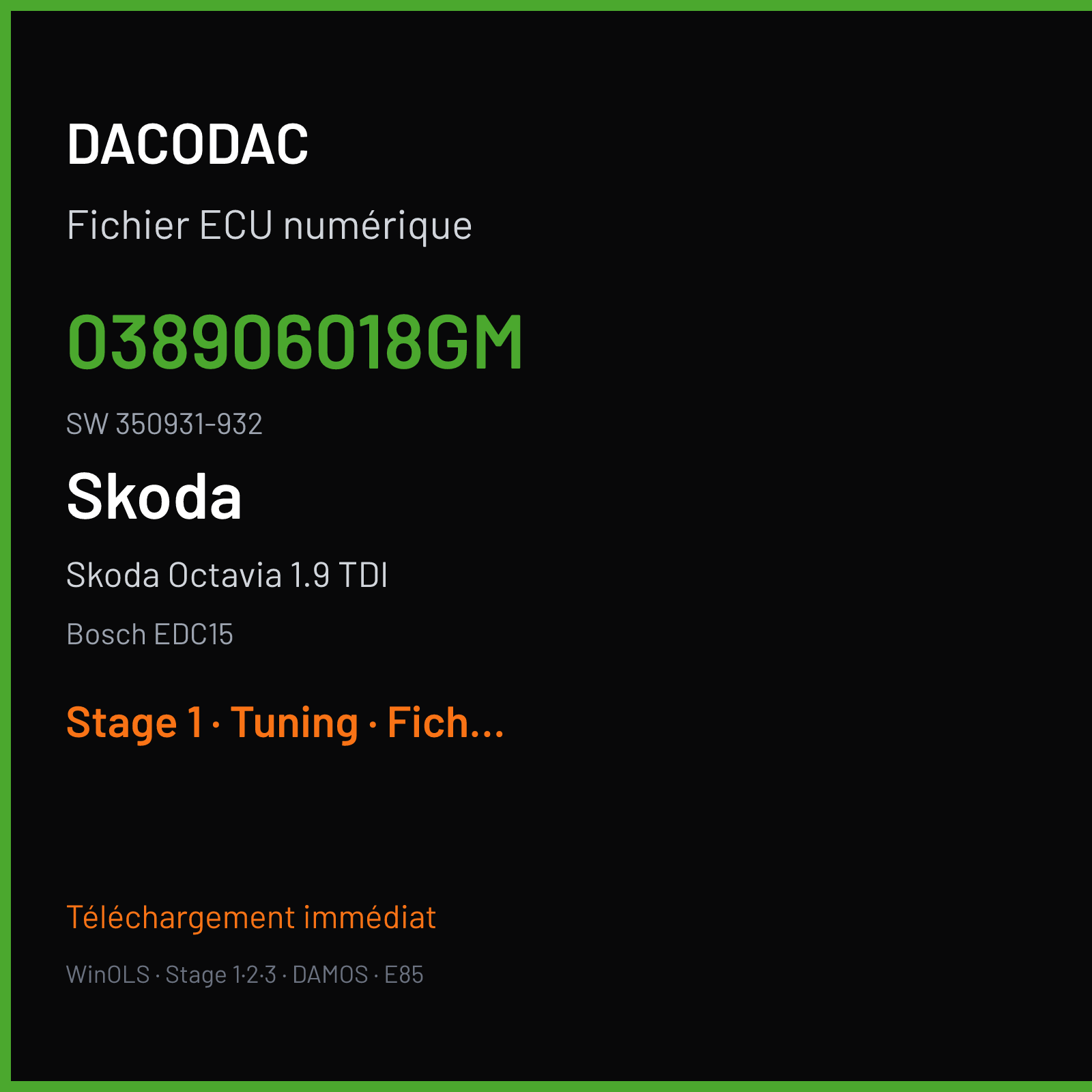 Skoda Octavia 1.9 TDI — Bosch EDC15 — 038906018GM · 350931-932 — Stage 1