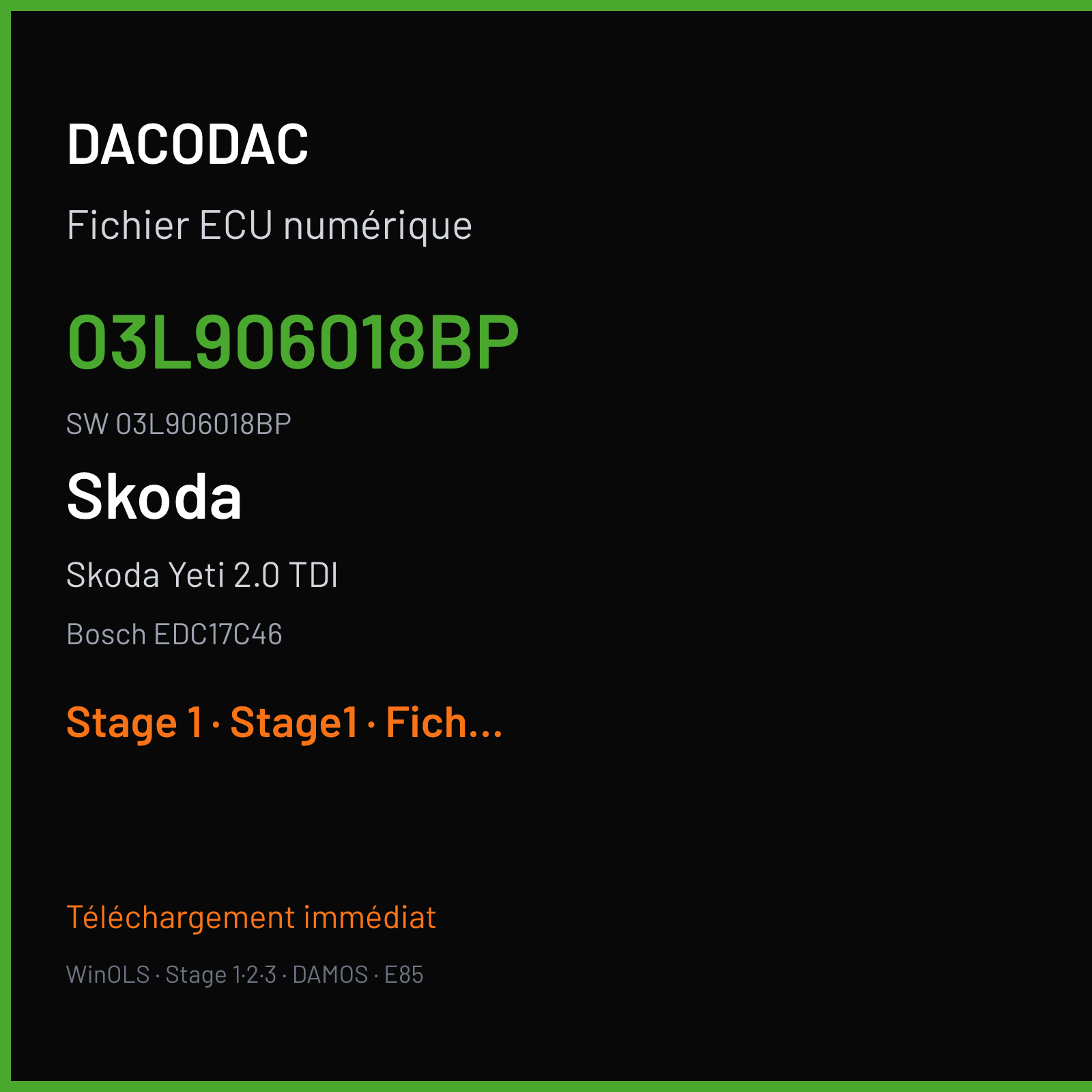 Skoda Yeti 2.0 TDI (2012) — Bosch EDC17C46 — 03L906018BP · 03L906018BP — Stage 1