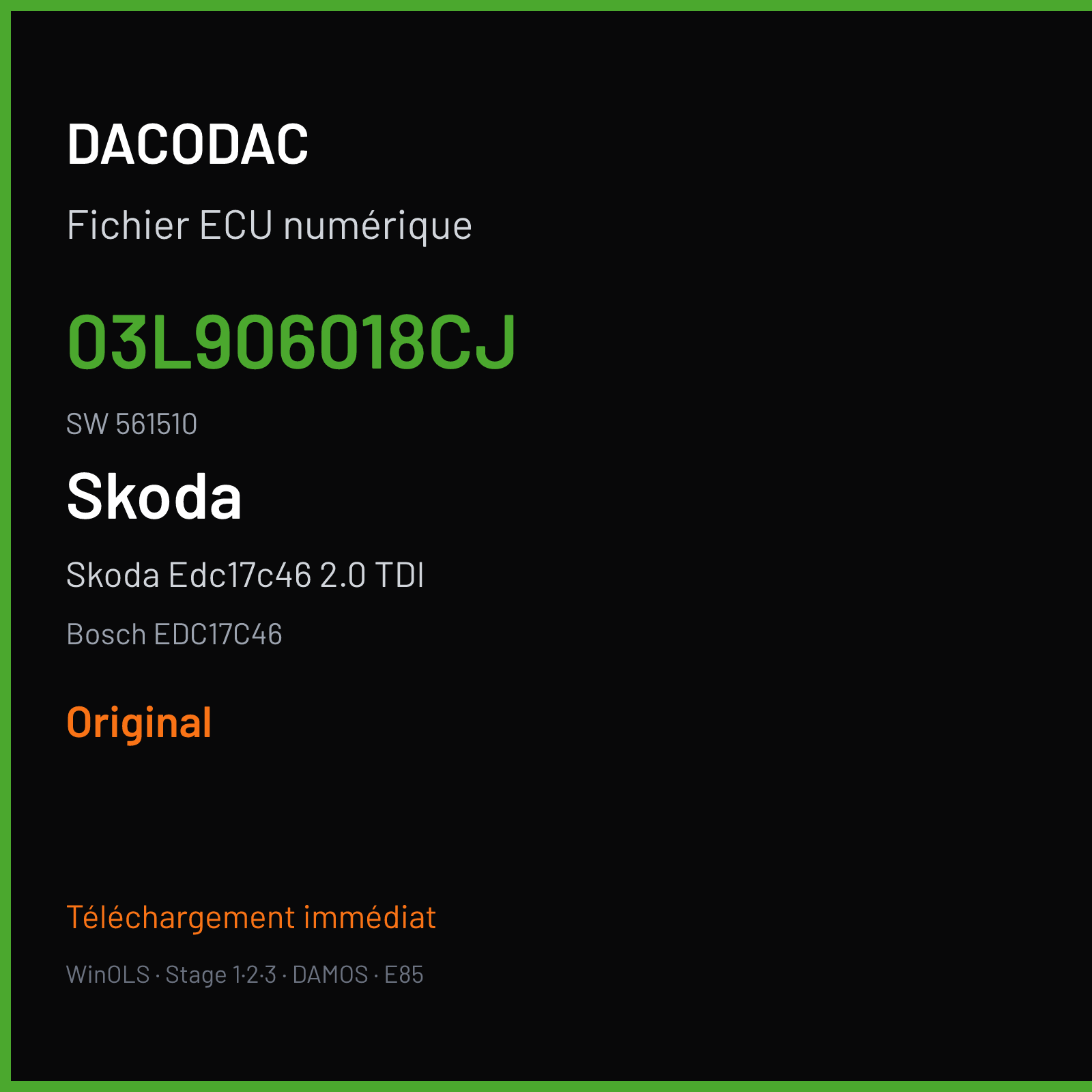 Skoda Edc17c46 2.0 TDI — Bosch EDC17C46 — 03L906018CJ · 561510 — Original