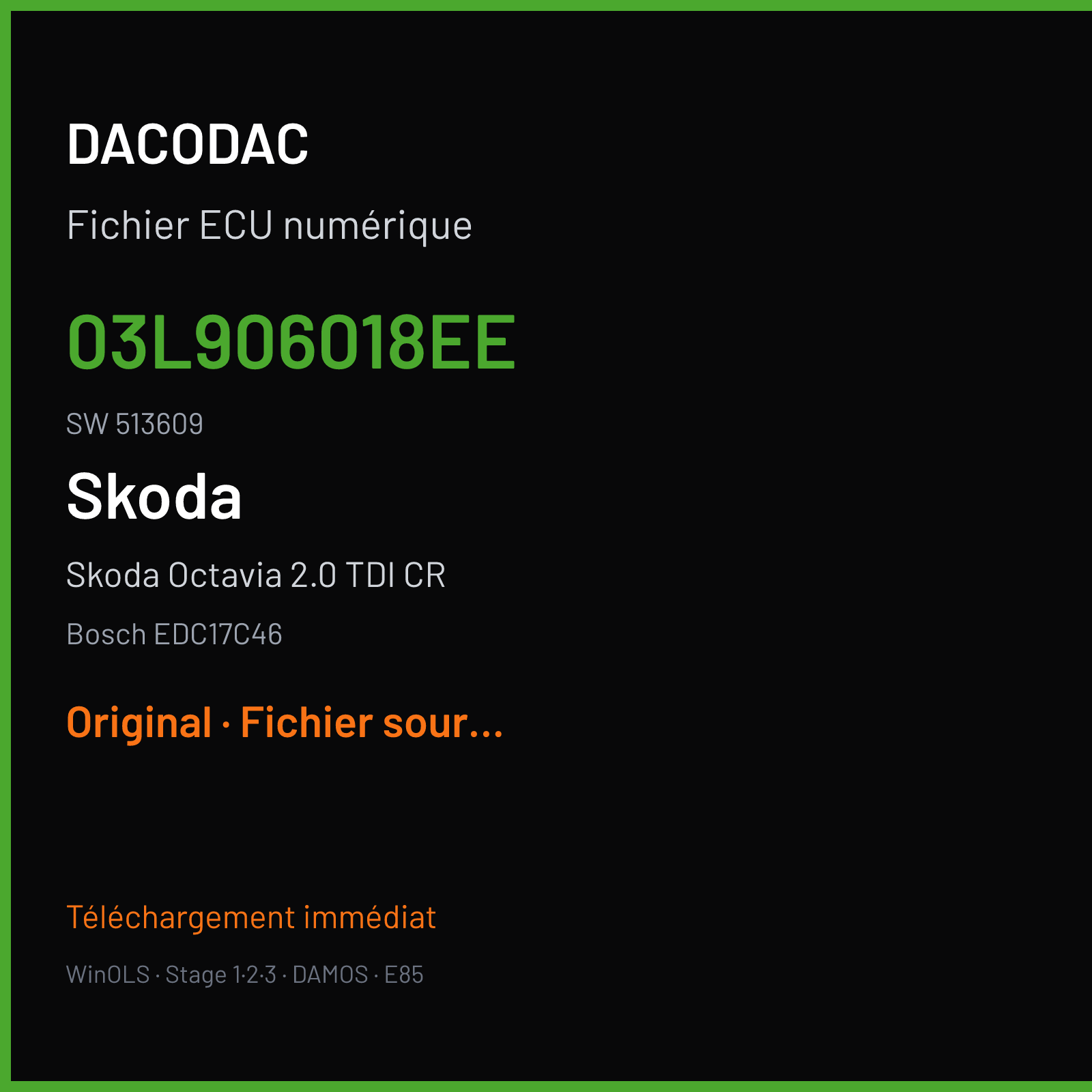 Skoda Octavia 2.0 TDI CR (2011) — Bosch EDC17C46 — 03L906018EE · 513609 — Original