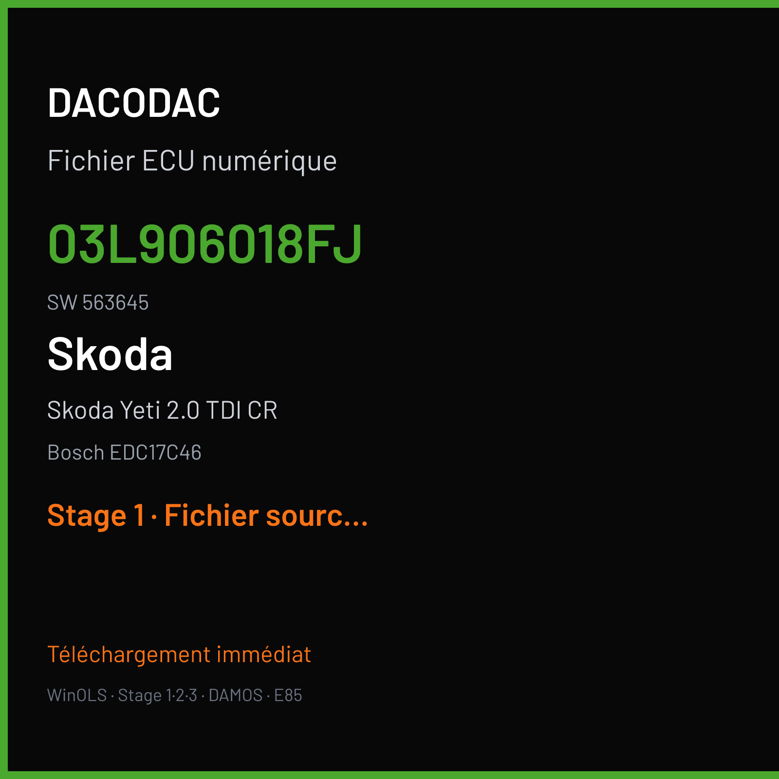 Skoda Yeti 2.0 TDI CR (2012) — Bosch EDC17C46 — 03L906018FJ · 563645 — Stage 1
