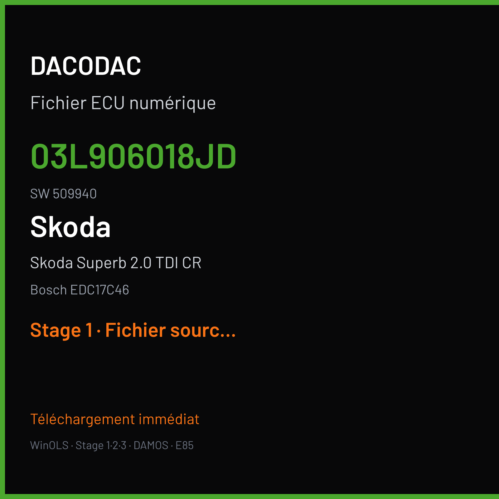 Skoda Superb 2.0 TDI CR (2011) — Bosch EDC17C46 — 03L906018JD · 509940 — Stage 1
