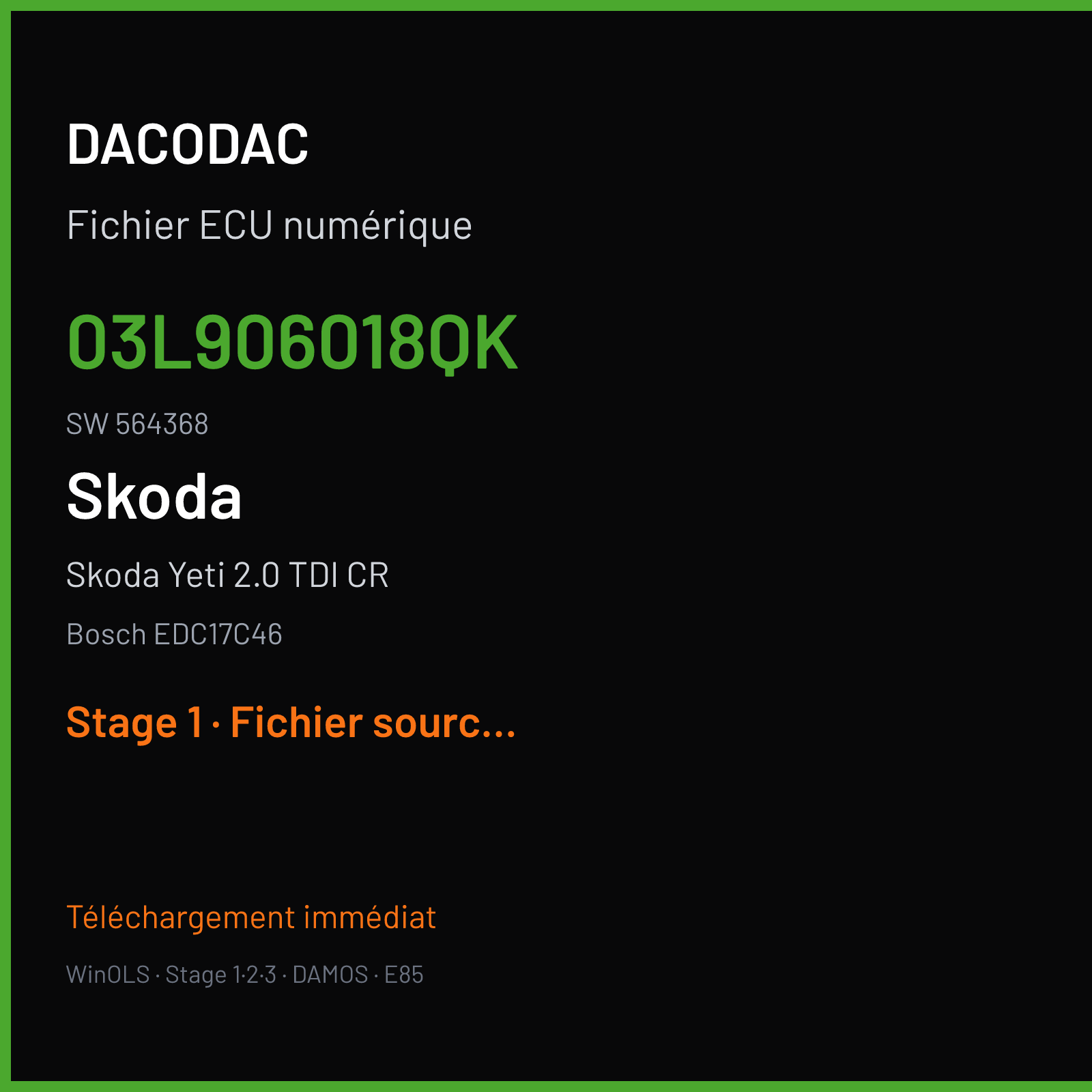 Skoda Yeti 2.0 TDI CR (2012) — Bosch EDC17C46 — 03L906018QK · 564368 — Stage 1