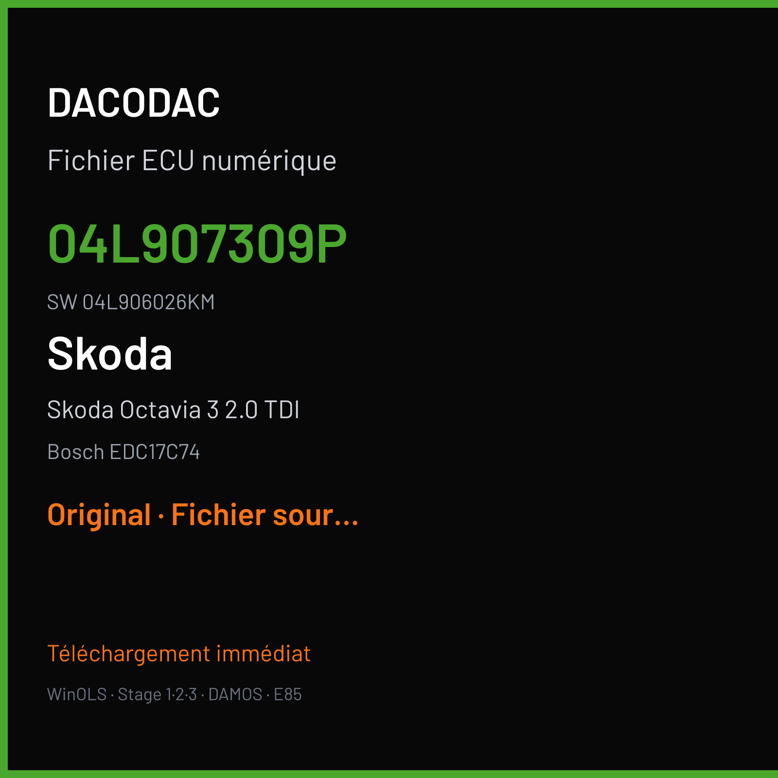 Skoda Octavia 3 2.0 TDI (2020) — Bosch EDC17C74 — 04L907309P · 04L906026KM — Original
