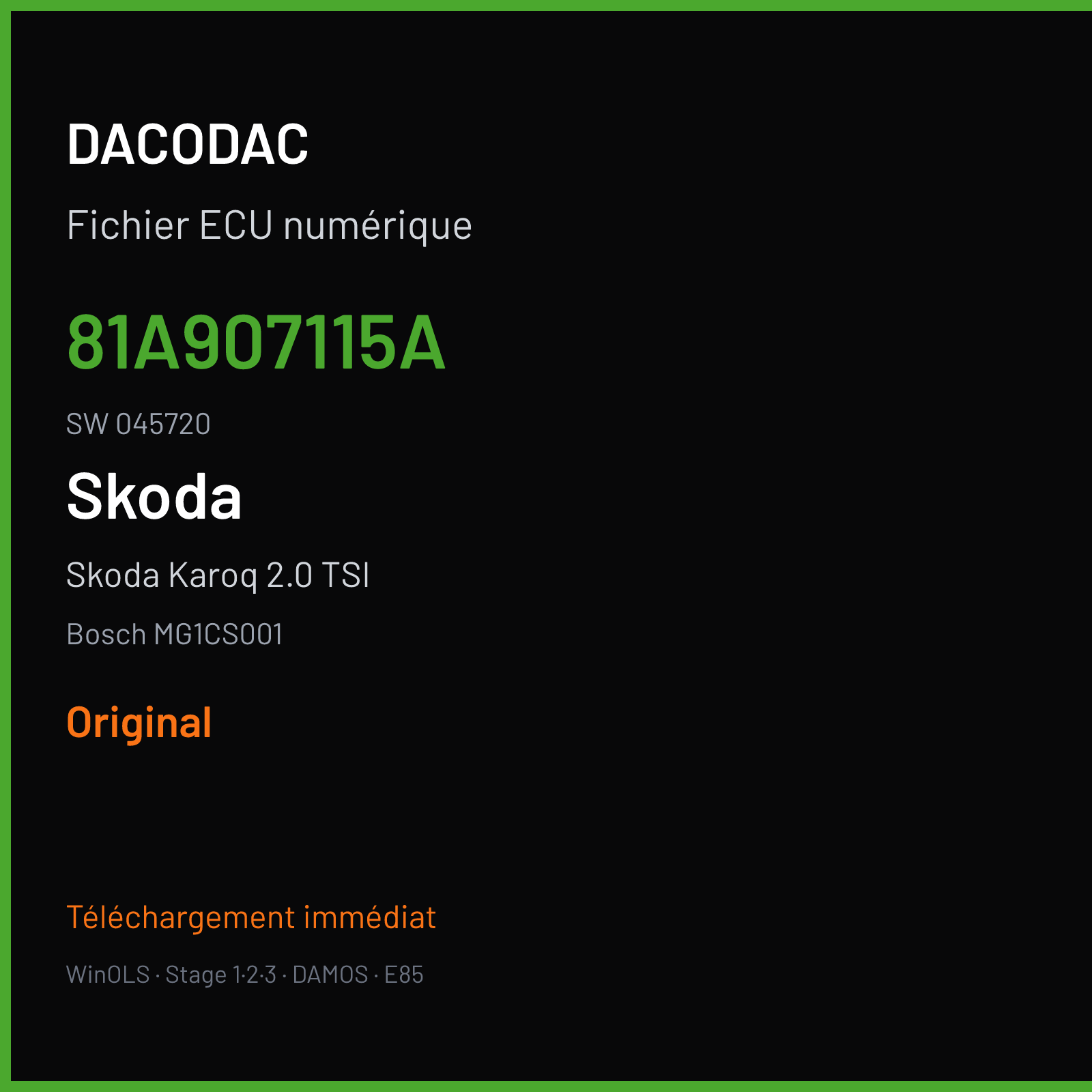 Skoda Karoq 2.0 TSI (2019) — Bosch MG1CS001 — 81A907115A · 045720 — Original