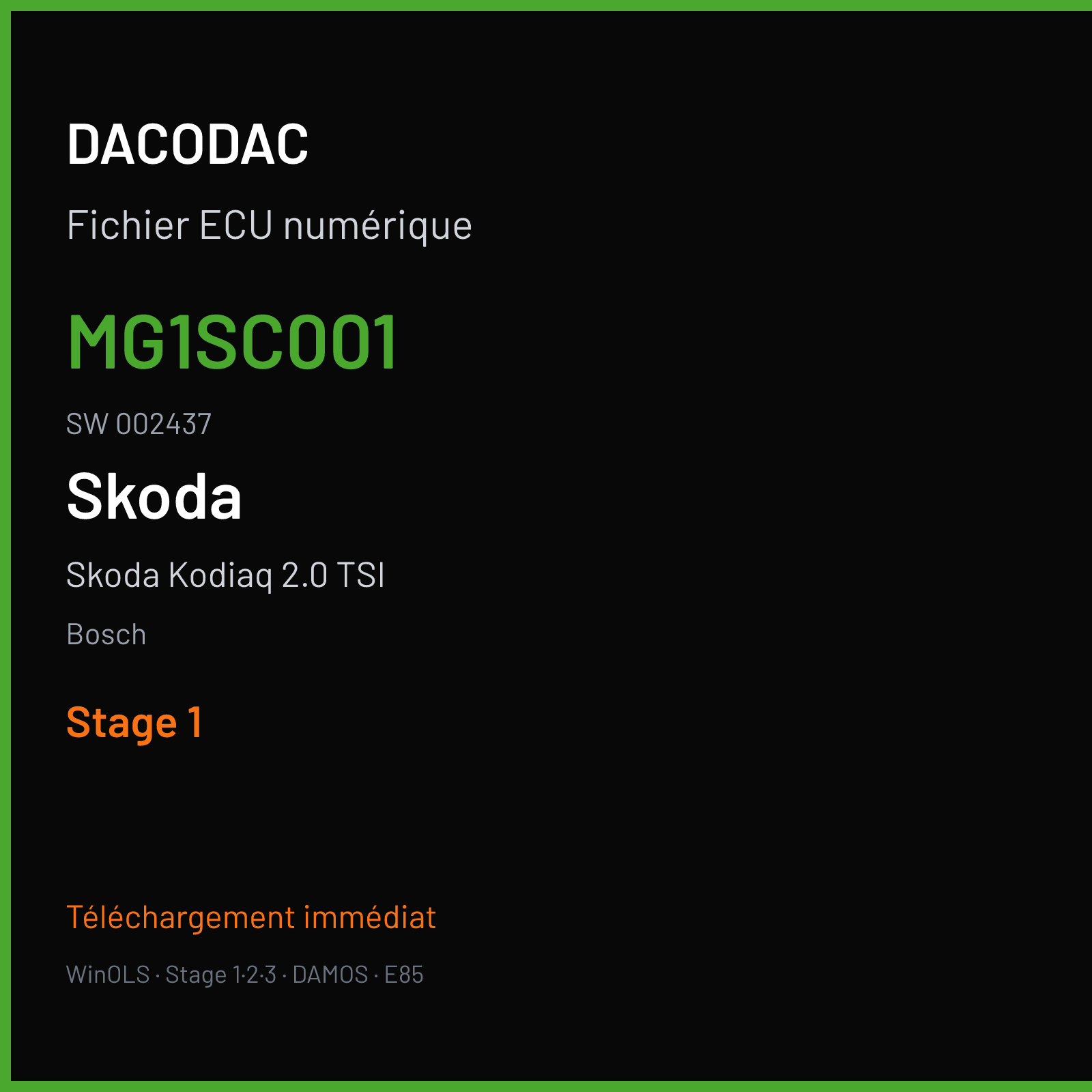 Skoda Kodiaq 2.0 TSI (2017) — Bosch — MG1SC001 · 002437 — Stage 1