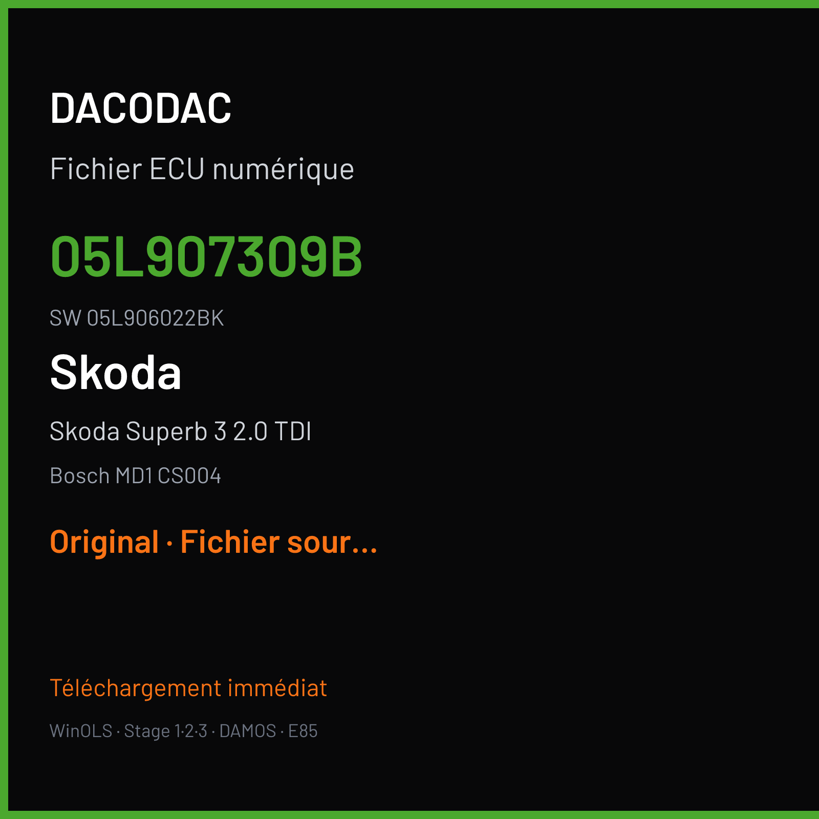 Skoda Superb 3 2.0 TDI (2020) — Bosch MD1 CS004 — 05L907309B · 05L906022BK — Original
