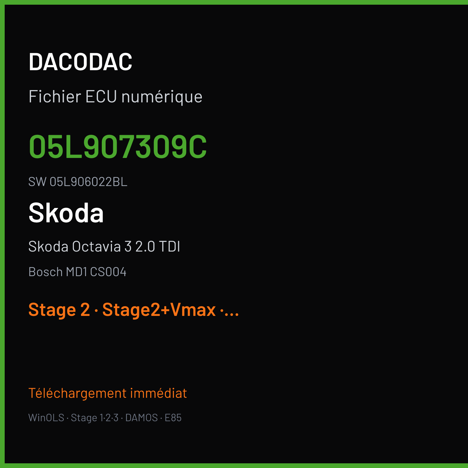 Skoda Octavia 3 2.0 TDI (2020) — Bosch MD1 CS004 — 05L907309C · 05L906022BL — Stage 2