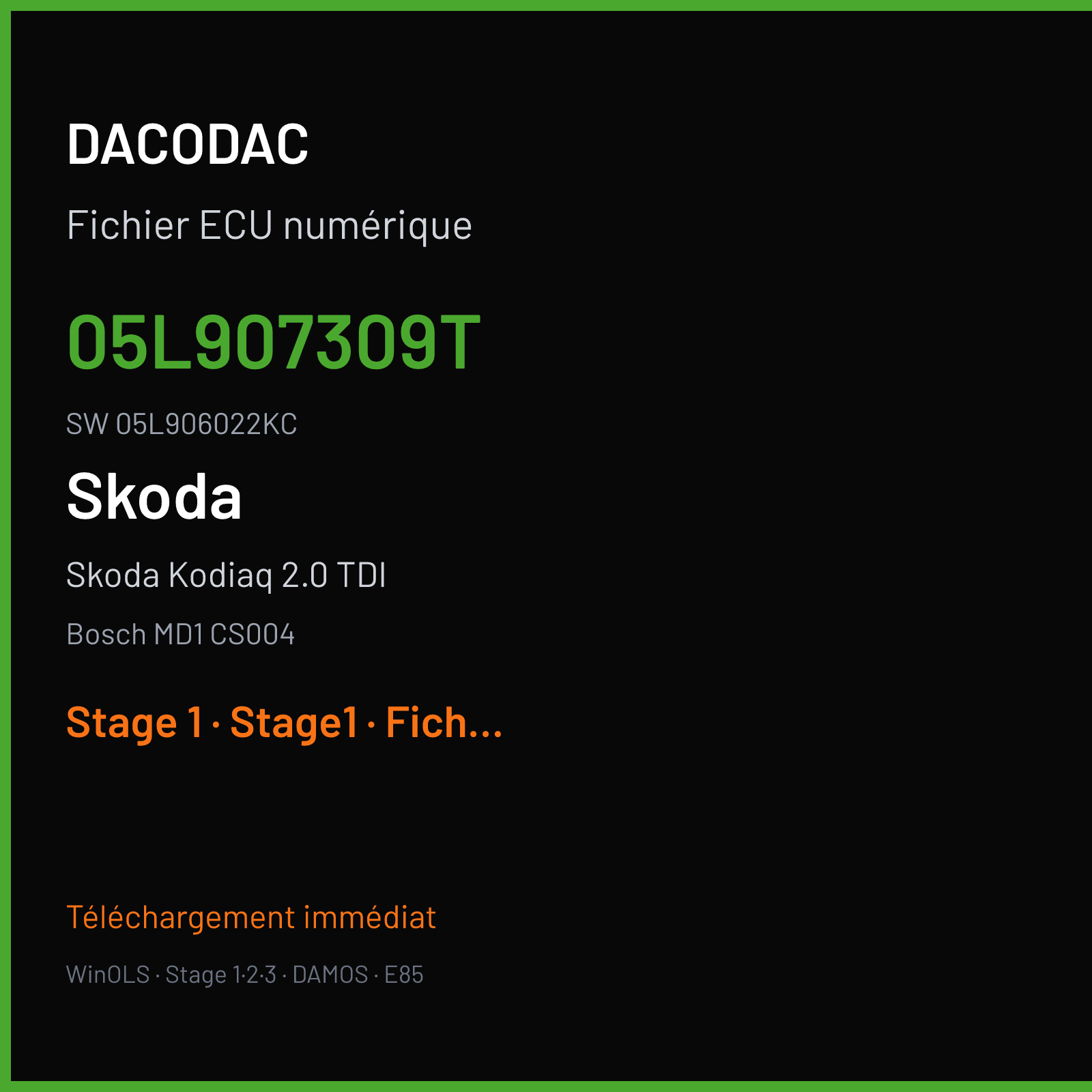 Skoda Kodiaq 2.0 TDI (2022) — Bosch MD1 CS004 — 05L907309T · 05L906022KC — Stage 1