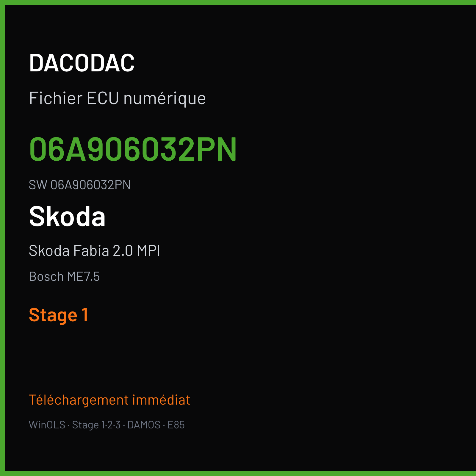 Skoda Fabia 2.0 MPI 115 ch (2003) — Bosch ME7.5 — 06A906032PN · 06A906032PN · 367537 — Stage 1