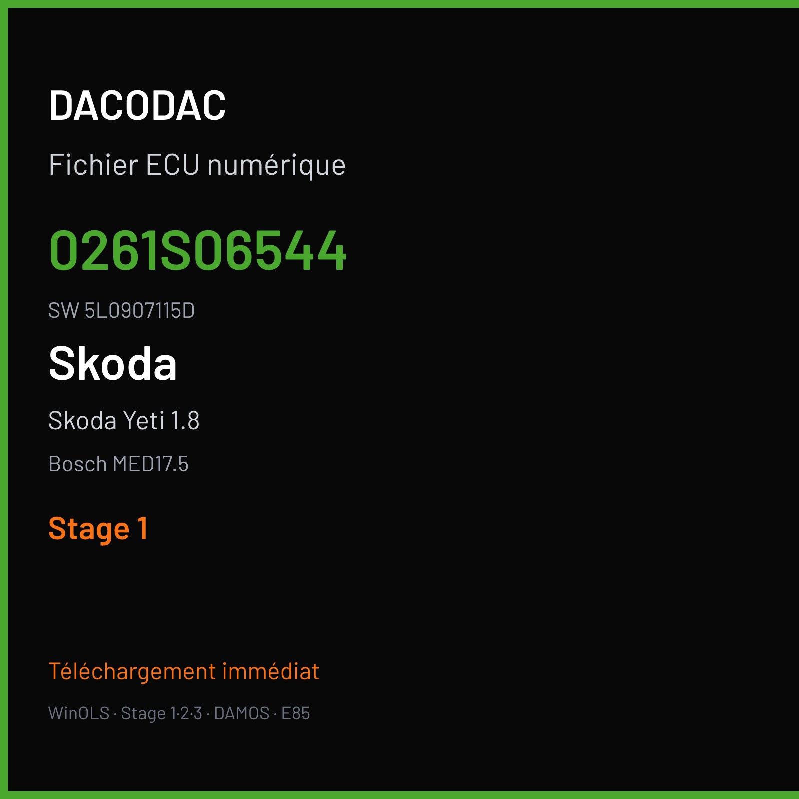 Skoda Yeti 1.8 152 ch (2012) — Bosch MED17.5 — 0261S06544 · 5L0907115D · 516557 — Stage 1