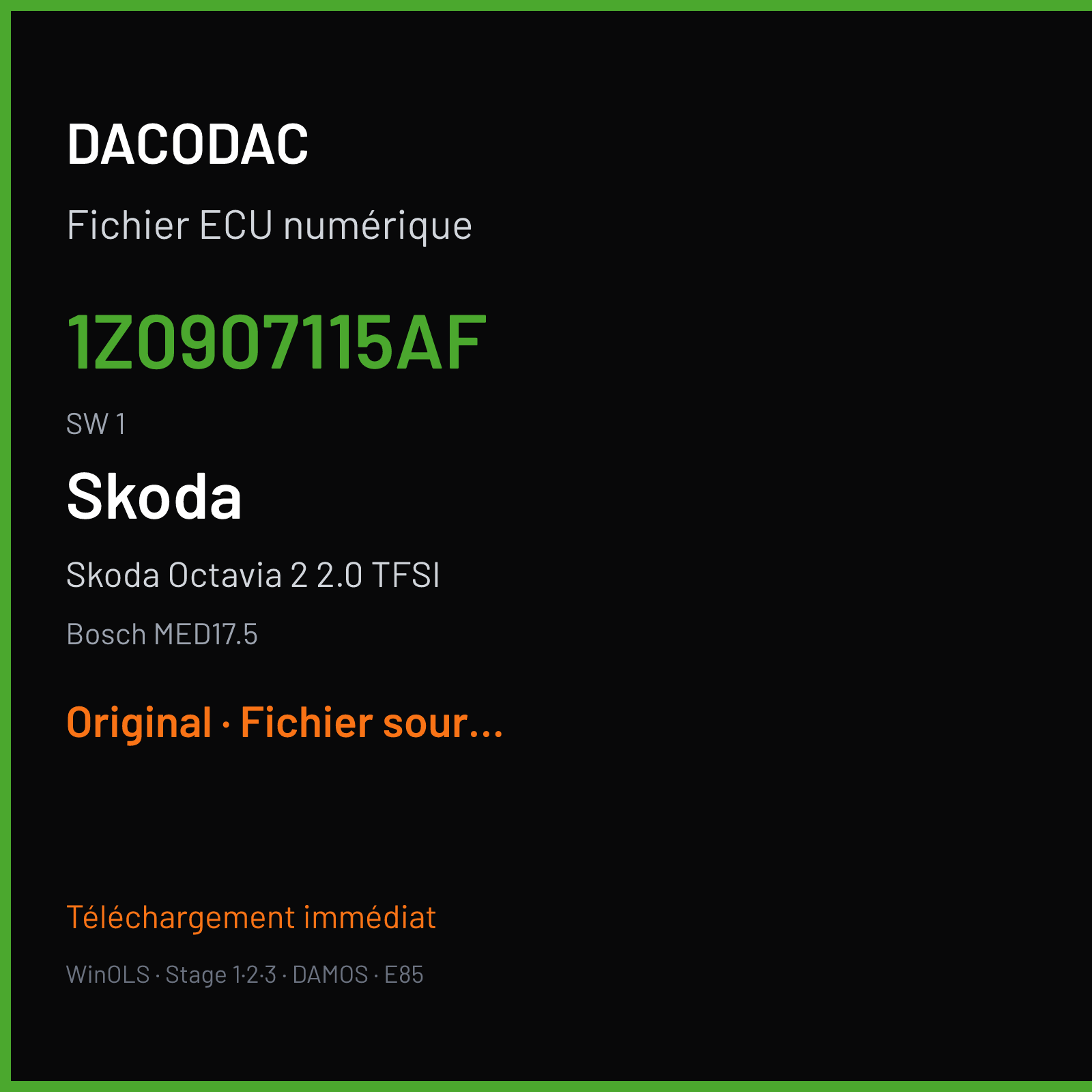 Skoda Octavia 2 2.0 TFSI (2009) — Bosch MED17.5 — 1Z0907115AF · 1 — Original