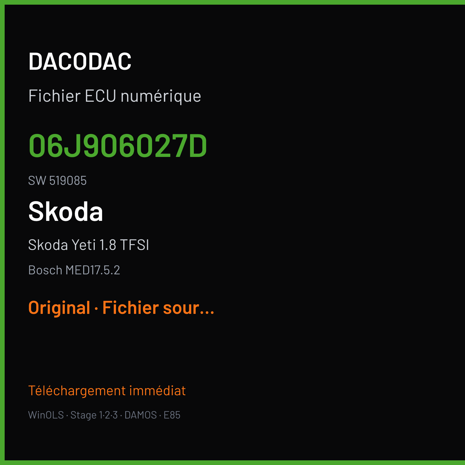 Skoda Yeti 1.8 TFSI (2009) — Bosch MED17.5.2 — 06J906027D · 519085 — Original