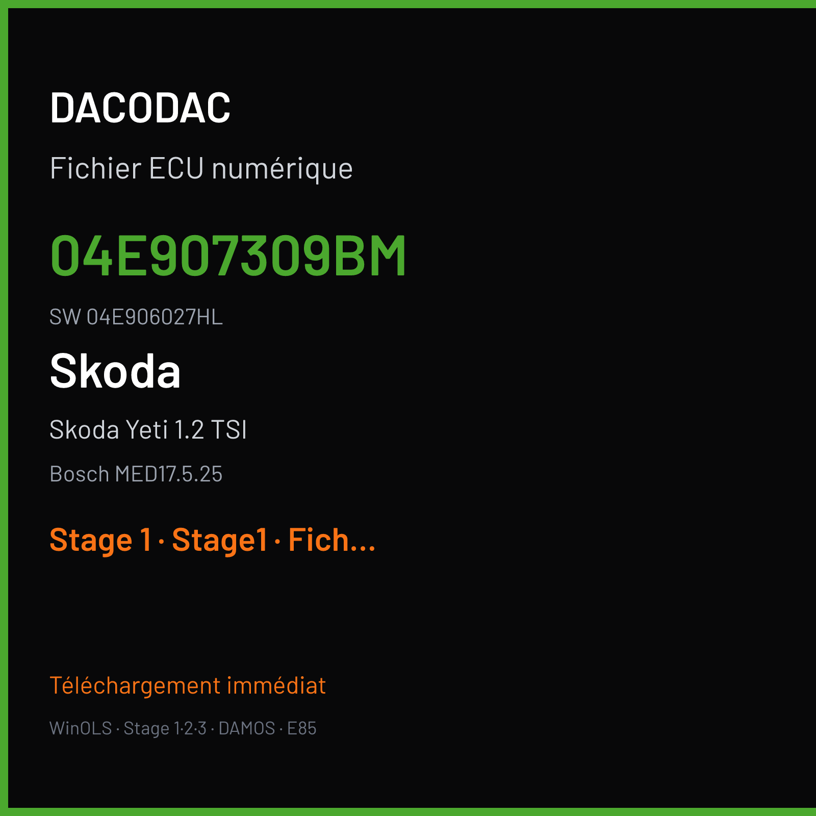 Skoda Yeti 1.2 TSI (2015) — Bosch MED17.5.25 — 04E907309BM · 04E906027HL — Stage 1