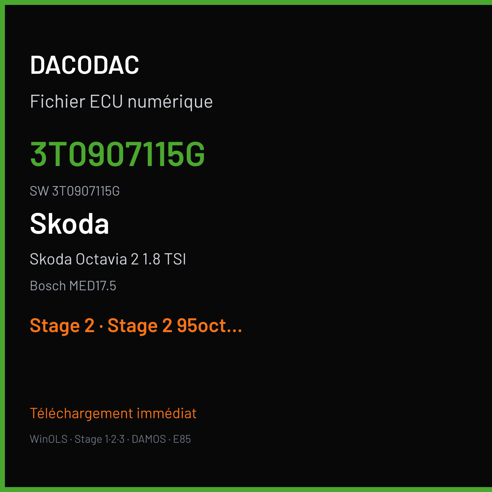 Skoda Octavia 2 1.8 TSI 160 ch — Bosch MED17.5 — 3T0907115G · 3T0907115G · 512283 — Stage 2
