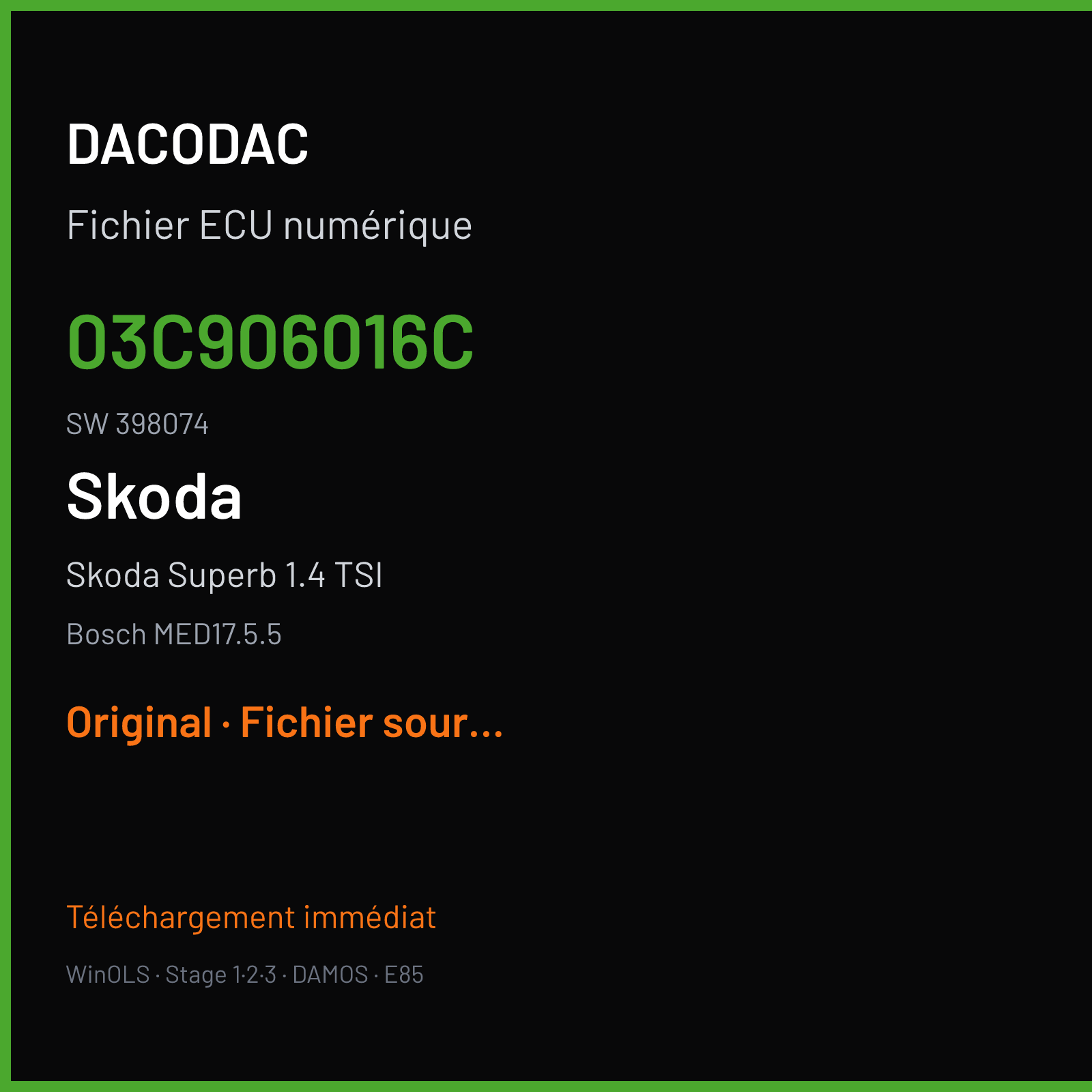Skoda Superb 1.4 TSI (2008) — Bosch MED17.5.5 — 03C906016C · 398074 — Original