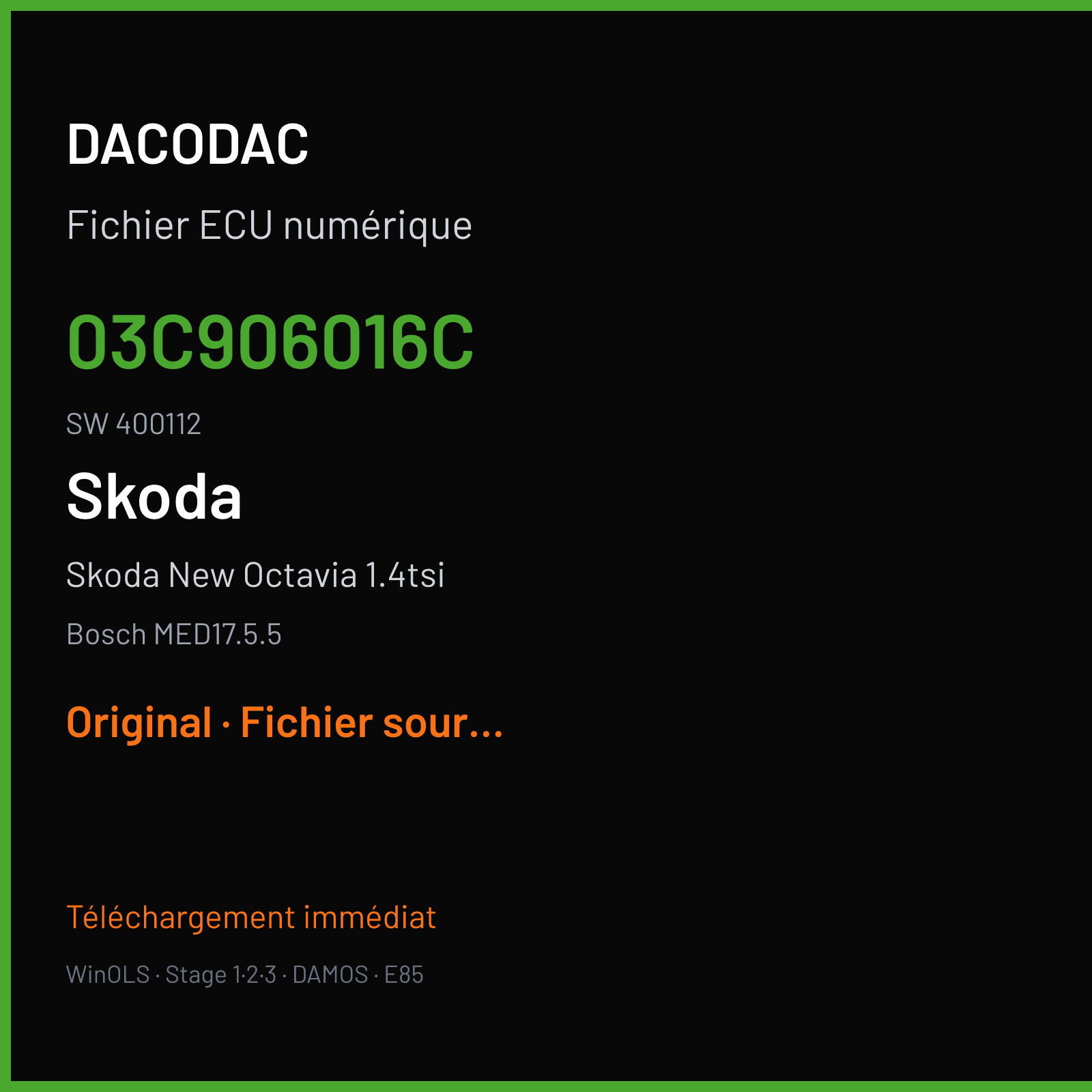 Skoda New Octavia 1.4tsi (2009) — Bosch MED17.5.5 — 03C906016C · 400112 — Original
