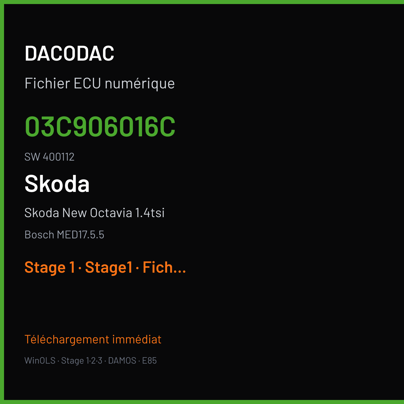 Skoda New Octavia 1.4tsi (2009) — Bosch MED17.5.5 — 03C906016C · 400112 — Stage 1