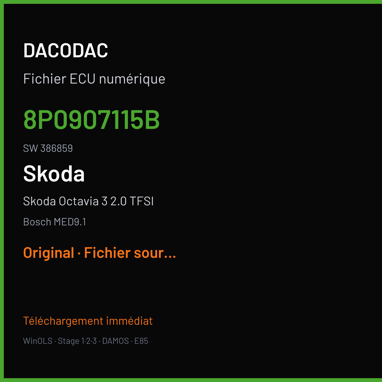 Skoda Octavia 3 2.0 TFSI (2004) — Bosch MED9.1 — 8P0907115B · 386859 — Original