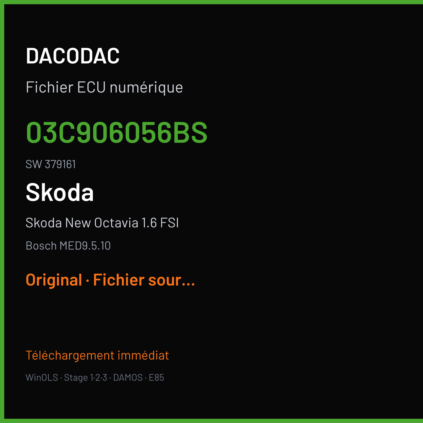 Skoda New Octavia 1.6 FSI (2005) — Bosch MED9.5.10 — 03C906056BS · 379161 — Original