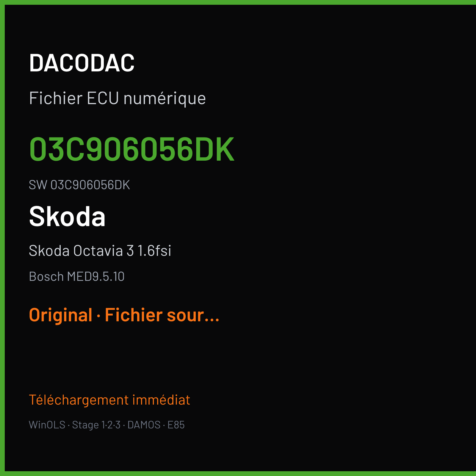 Skoda Octavia 3 1.6fsi 115 ch (2006) — Bosch MED9.5.10 — 03C906056DK · 03C906056DK · 381628 — Original