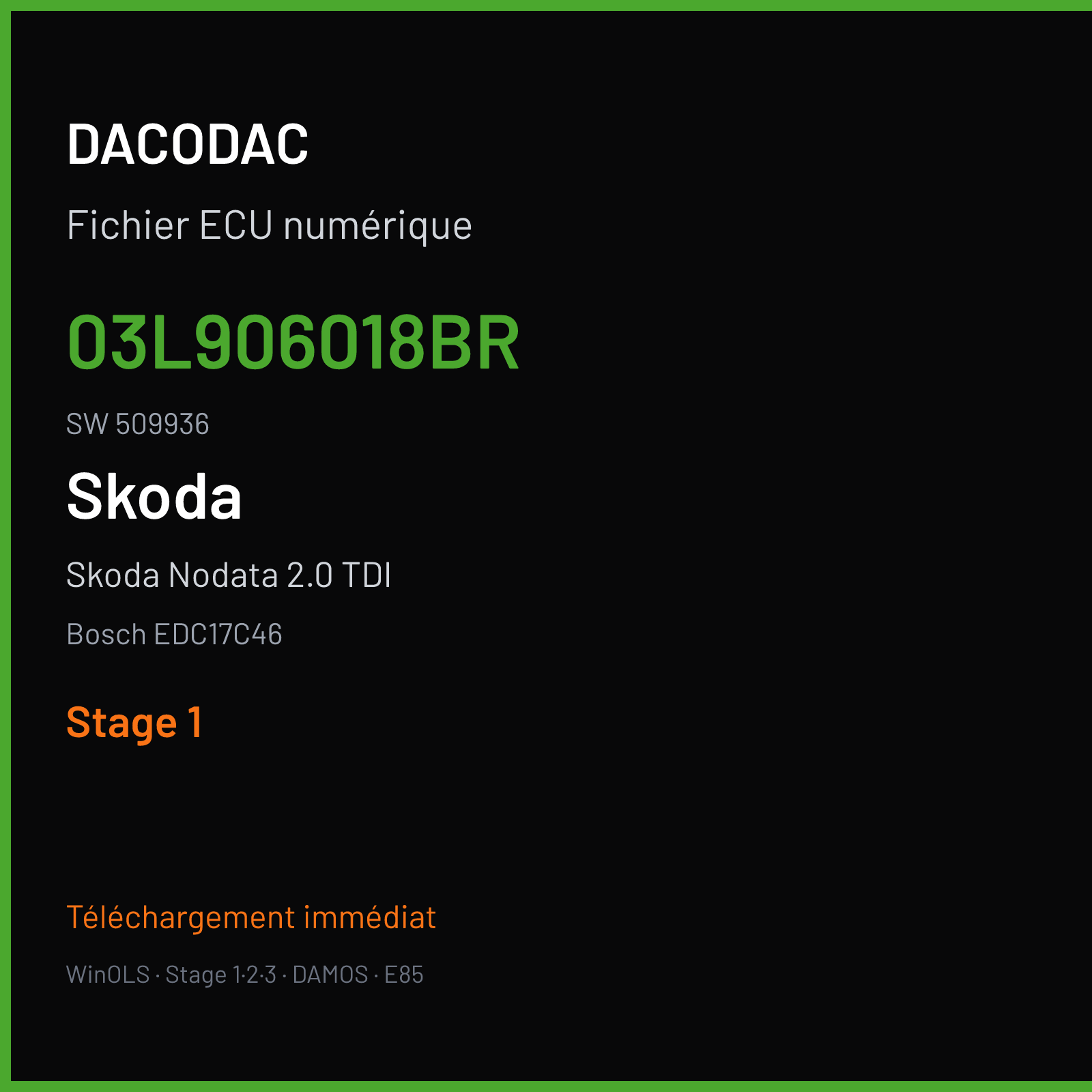 Skoda Nodata 2.0 TDI (2012) — Bosch EDC17C46 — 03L906018BR · 509936 — Stage 1