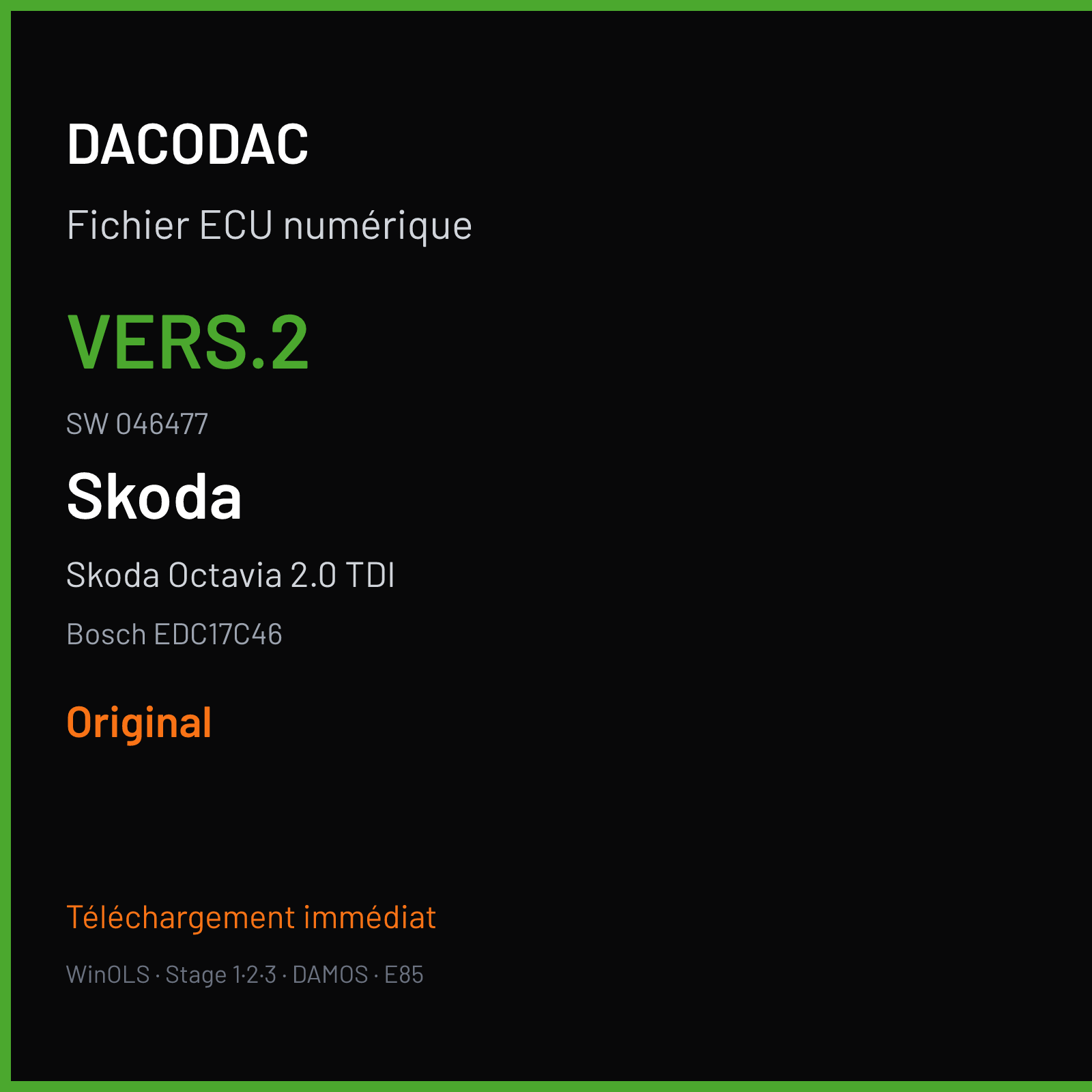 Skoda Octavia 2.0 TDI (2012) — Bosch EDC17C46 — VERS.2 · 046477 — Original