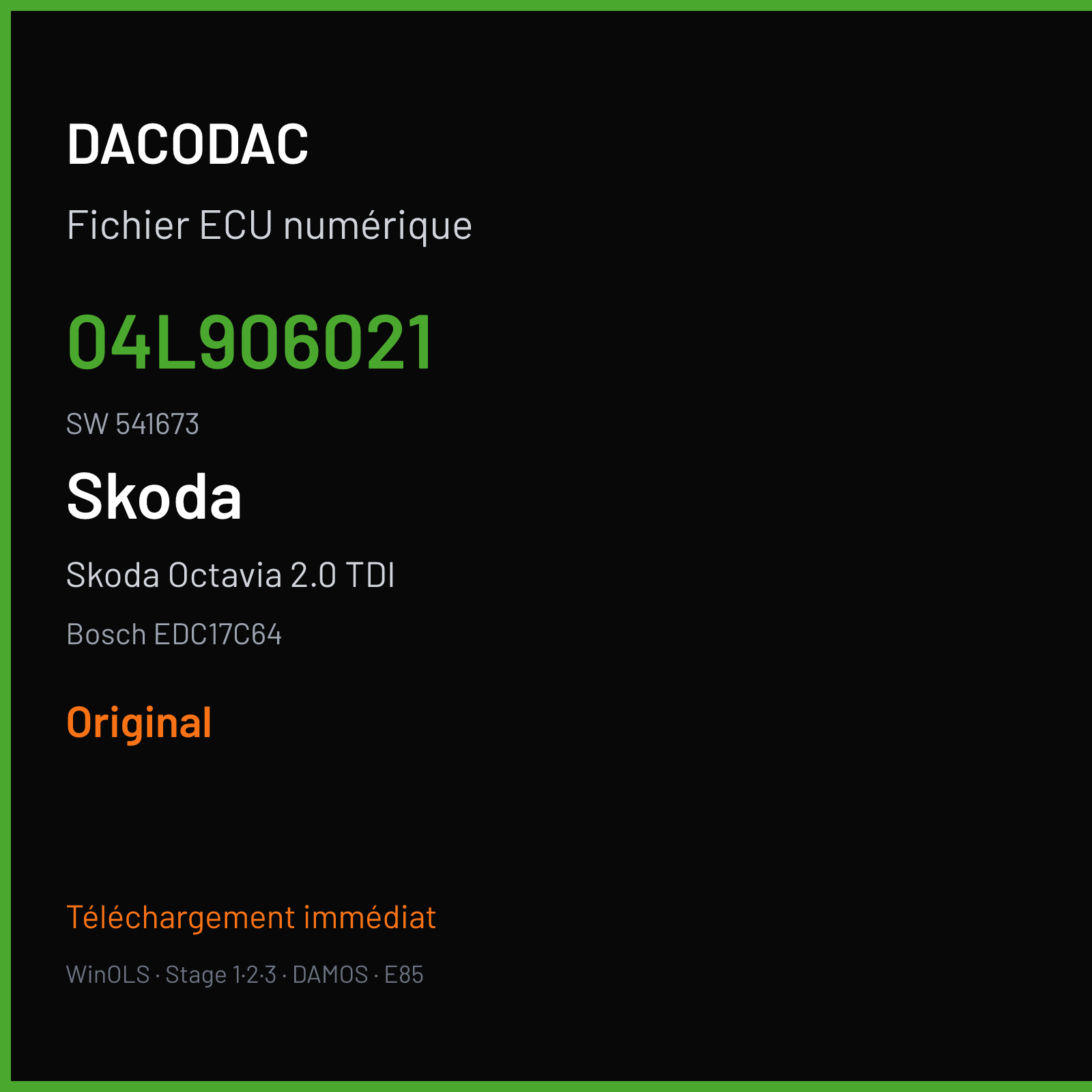 Skoda Octavia 2.0 TDI (2014) — Bosch EDC17C64 — 04L906021 · 541673 — Original