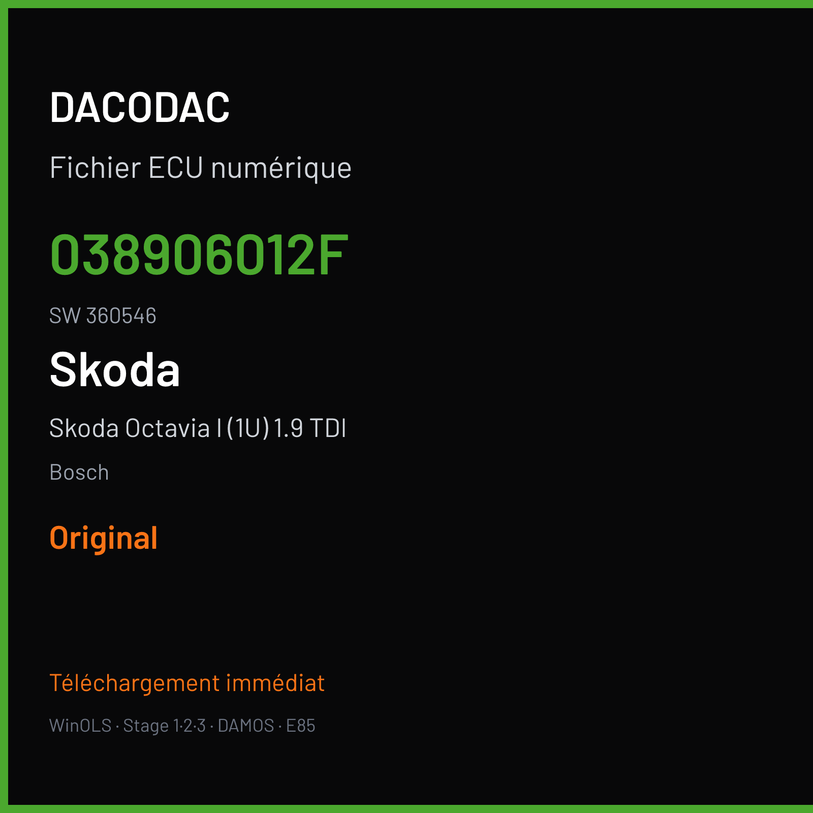 Skoda Octavia I (1U) 1.9 TDI — Bosch — 038906012F · 360546 — Original