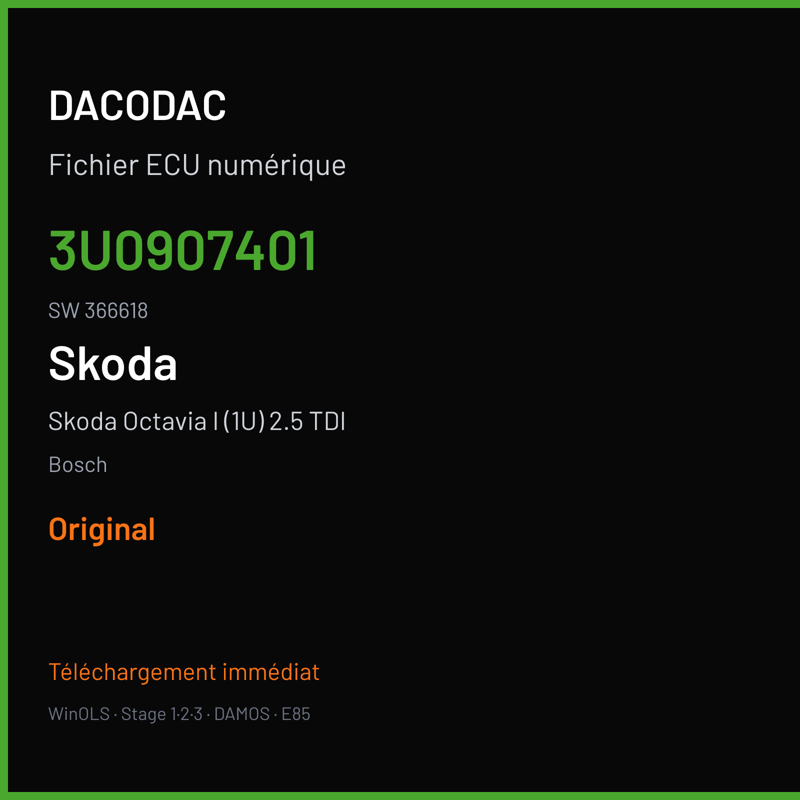Skoda Octavia I (1U) 2.5 TDI (2005) — Bosch — 3U0907401 · 366618 — Original