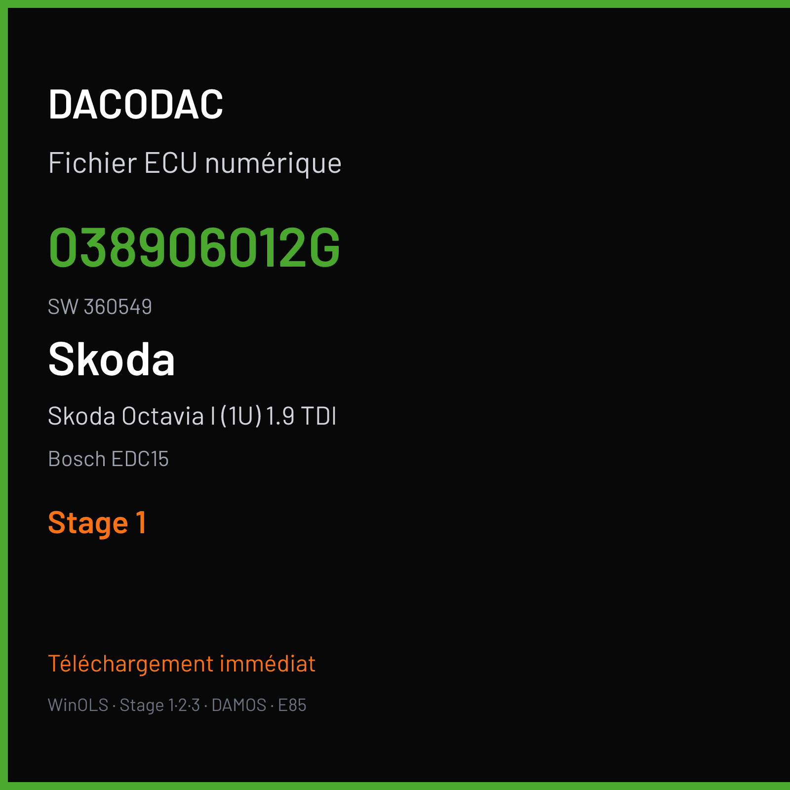 Skoda Octavia I (1U) 1.9 TDI — Bosch EDC15 — 038906012G · 360549 — Stage 1