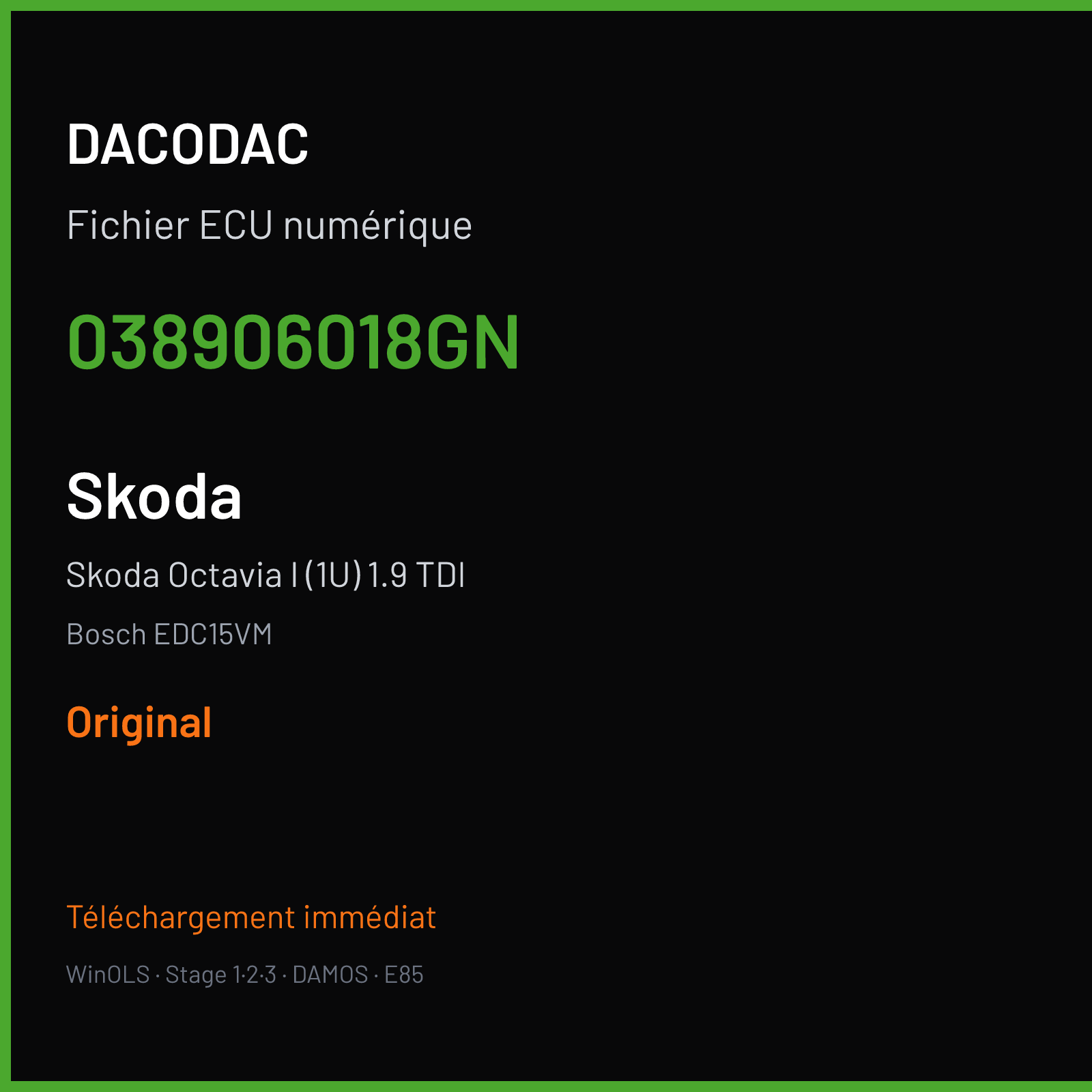 Skoda Octavia I (1U) 1.9 TDI — Bosch EDC15VM — 038906018GN — Original