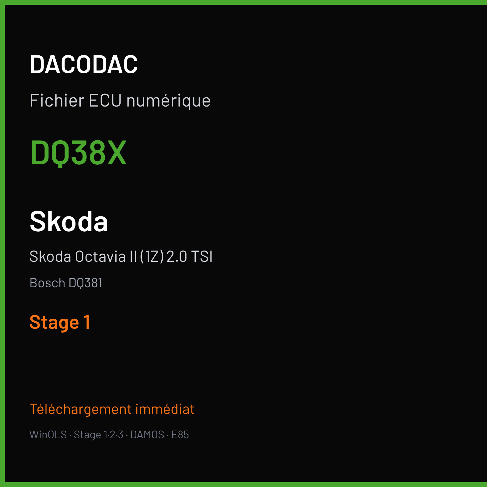 Skoda Octavia II (1Z) 2.0 TSI (2020) — Bosch DQ381 — DQ38X — Stage 1