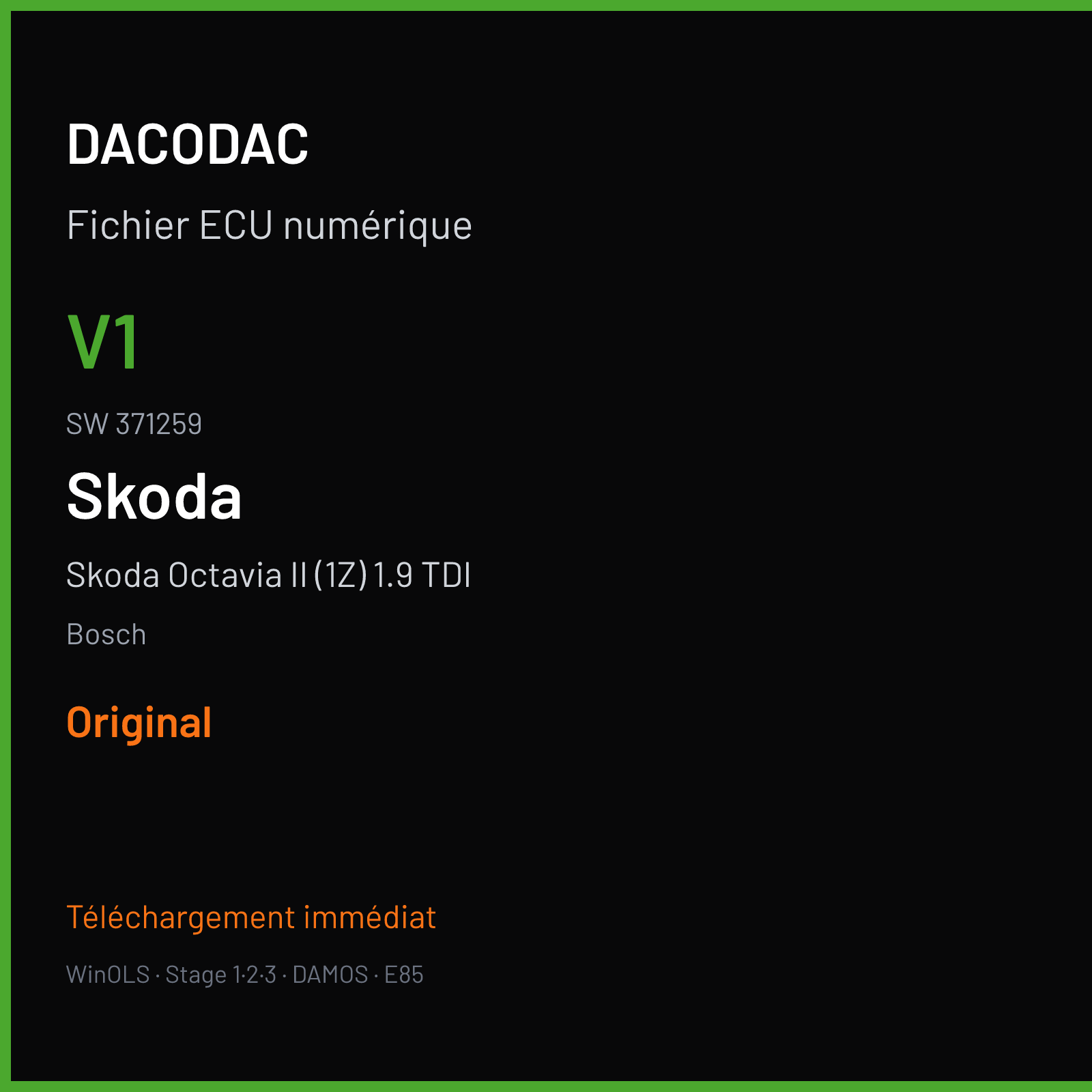 Skoda Octavia II (1Z) 1.9 TDI — Bosch — V1 · 371259 — Original