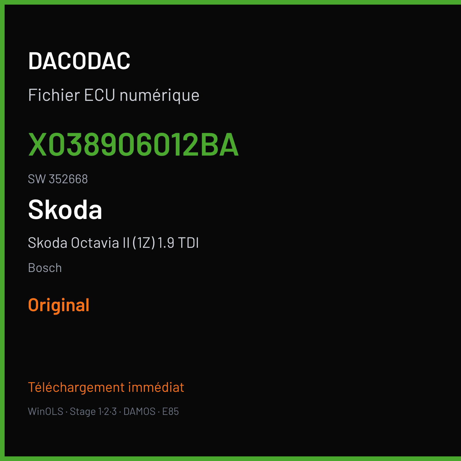 Skoda Octavia II (1Z) 1.9 TDI (2002) — Bosch — X038906012BA · 352668 — Original