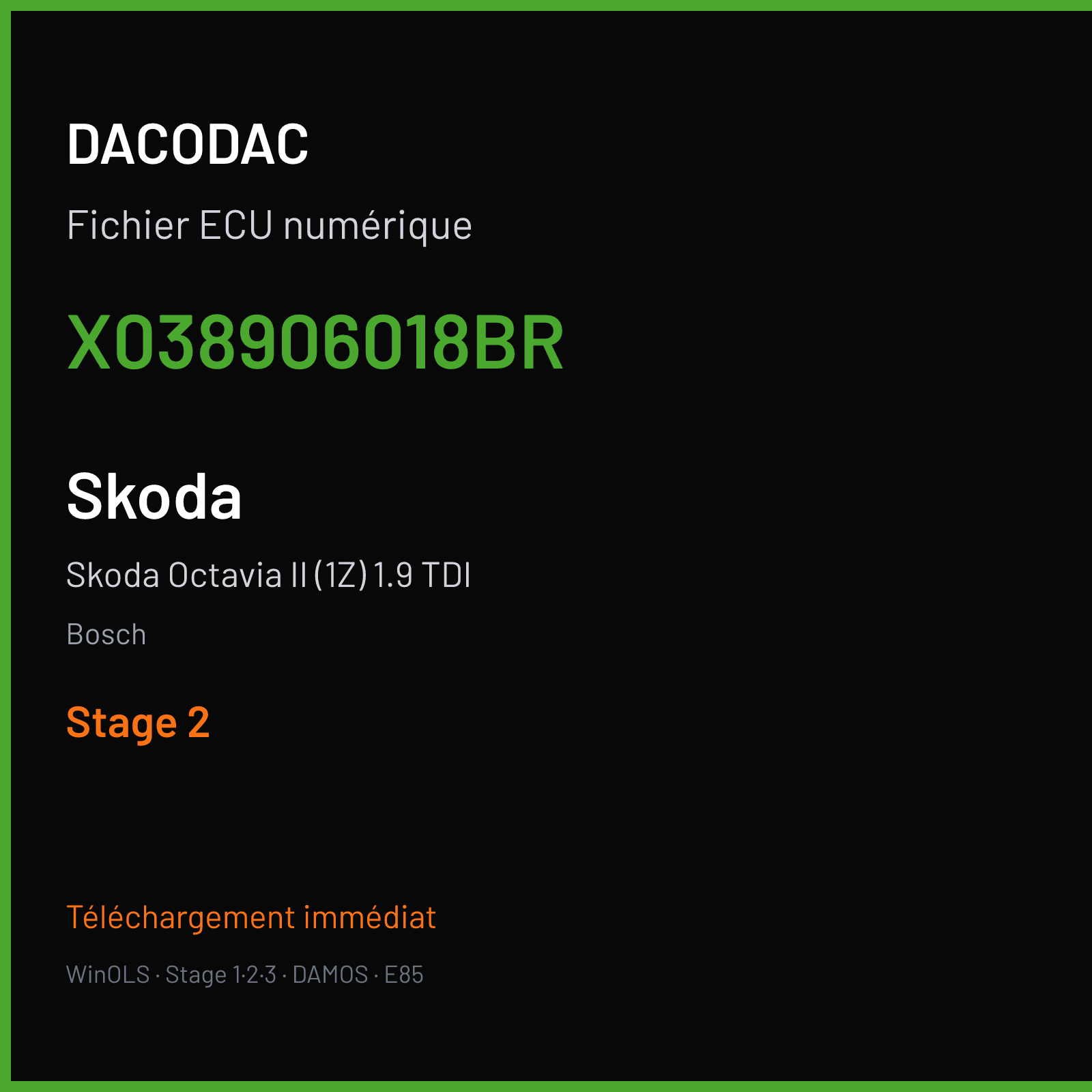Skoda Octavia II (1Z) 1.9 TDI (2000) — Bosch — X038906018BR — Stage 2