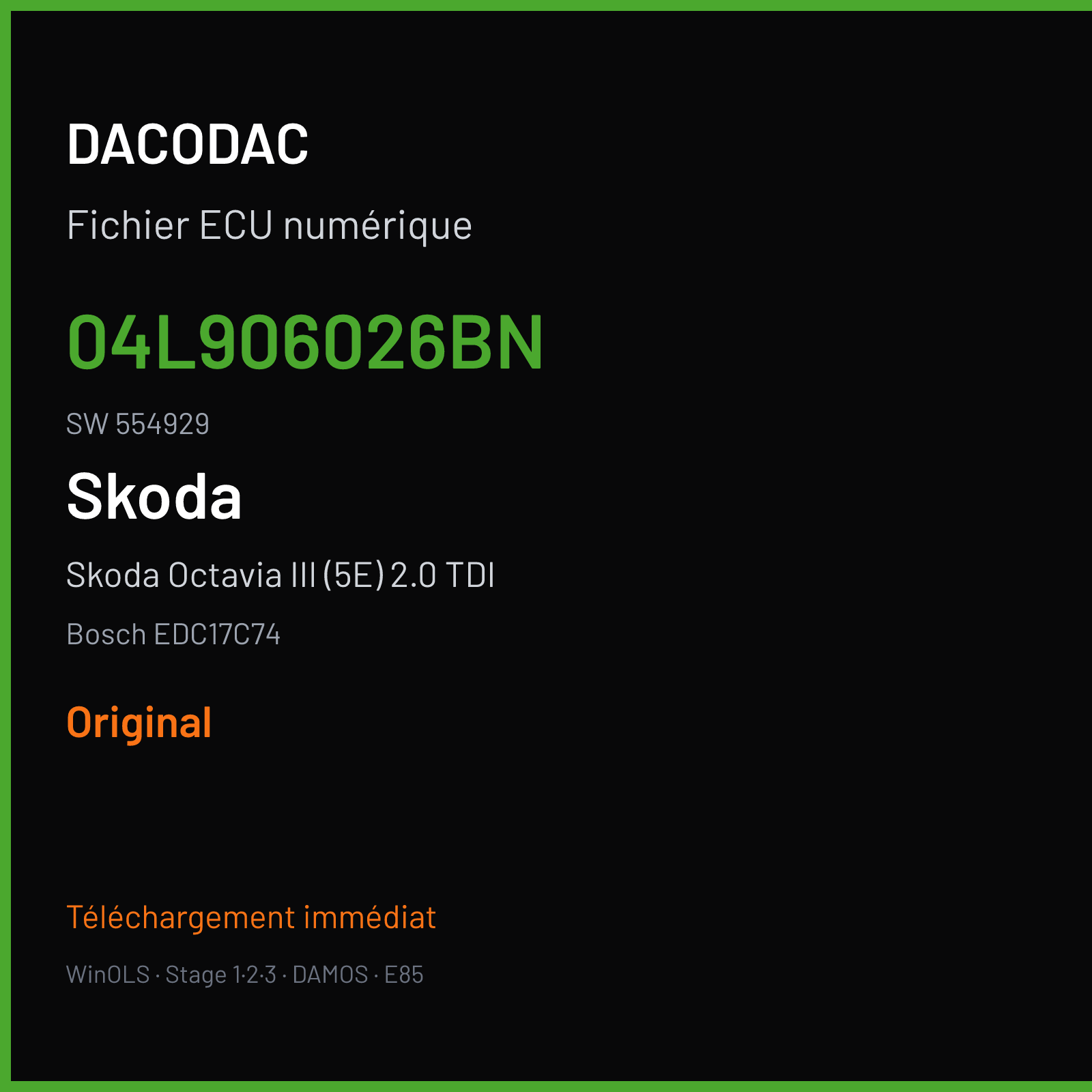 Skoda Octavia III (5E) 2.0 TDI (2015) — Bosch EDC17C74 — 04L906026BN · 554929 — Original