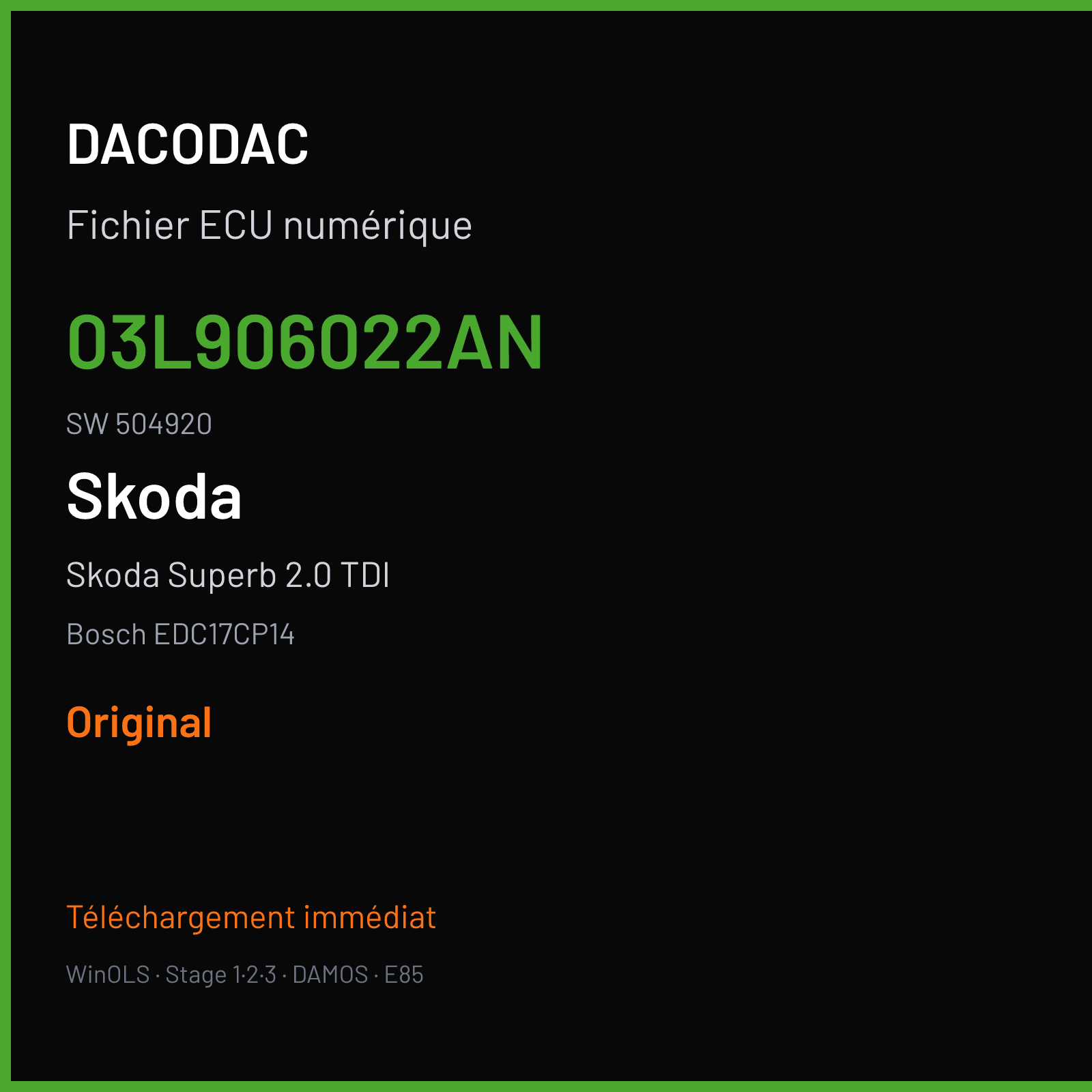 Skoda Superb 2.0 TDI (2010) — Bosch EDC17CP14 — 03L906022AN · 504920 — Original