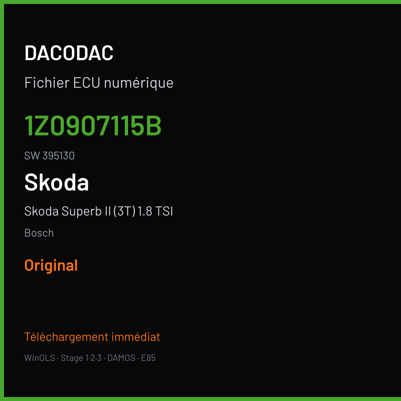 Skoda Superb II (3T) 1.8 TSI (2009) — Bosch — 1Z0907115B · 395130 — Original