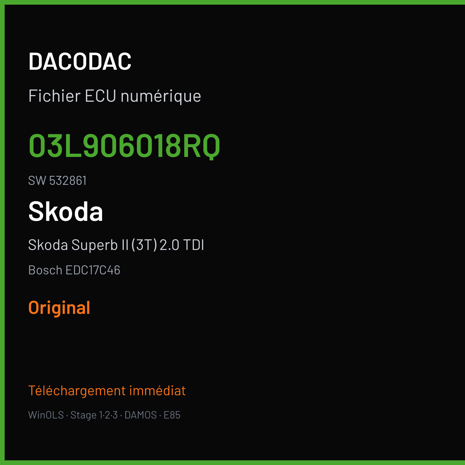 Skoda Superb II (3T) 2.0 TDI (2014) — Bosch EDC17C46 — 03L906018RQ · 532861 — Original