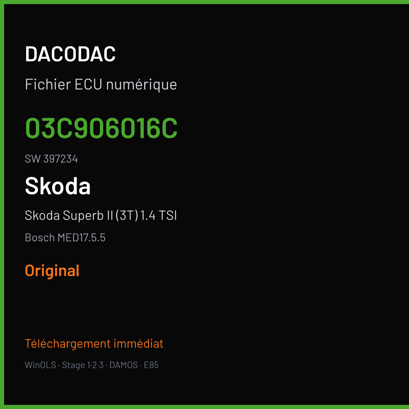 Skoda Superb II (3T) 1.4 TSI (2009) — Bosch MED17.5.5 — 03C906016C · 397234 — Original