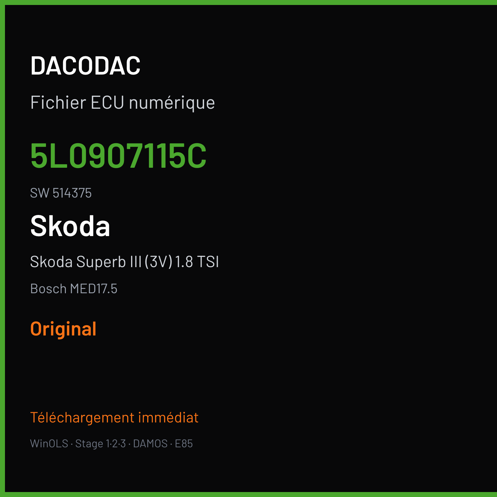 Skoda Superb III (3V) 1.8 TSI (2012) — Bosch MED17.5 — 5L0907115C · 514375 — Original