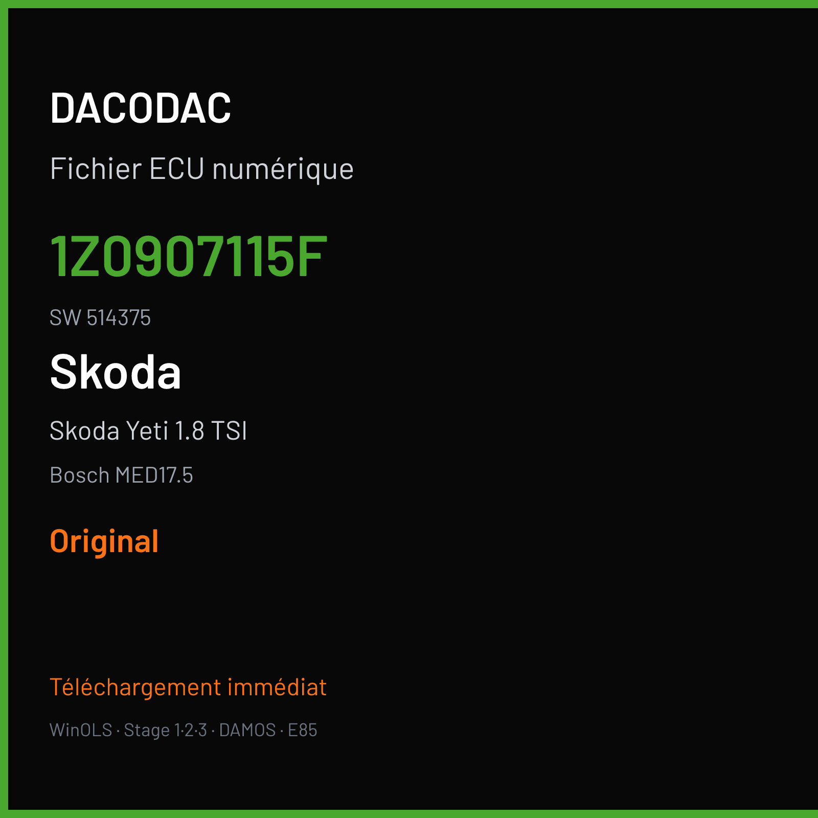 Skoda Yeti 1.8 TSI (2012) — Bosch MED17.5 — 1Z0907115F · 514375 — Original