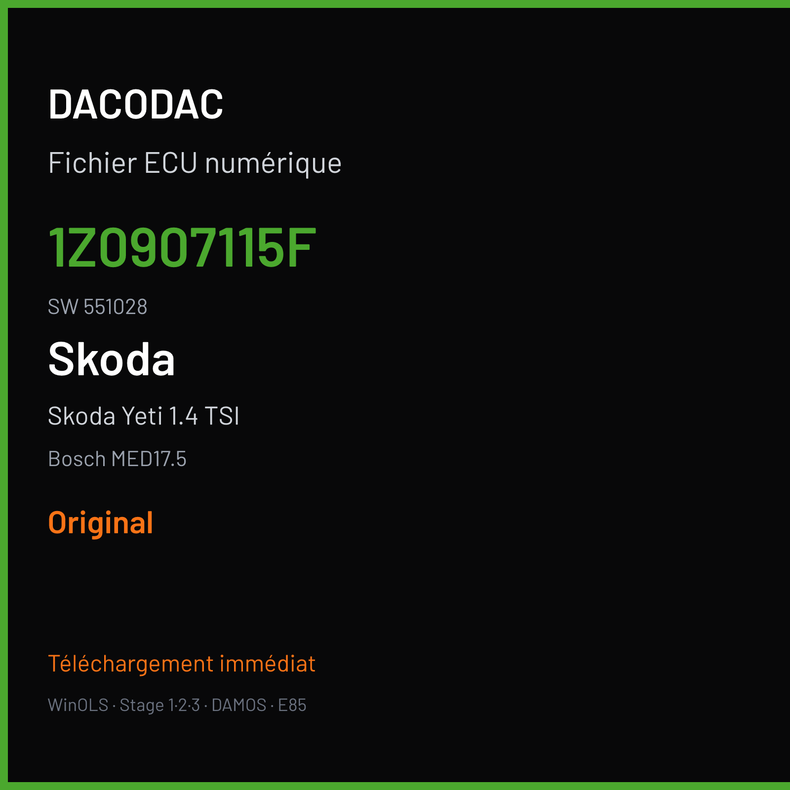 Skoda Yeti 1.4 TSI (2014) — Bosch MED17.5 — 1Z0907115F · 551028 — Original