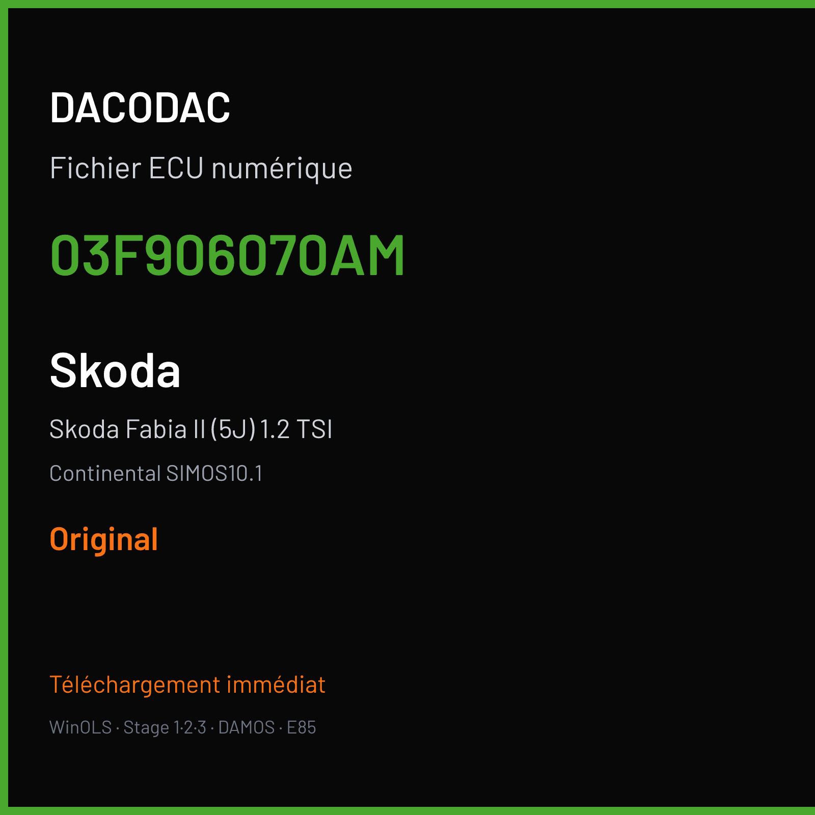 Skoda Fabia II (5J) 1.2 TSI (2012) — Continental SIMOS10.1 — 03F906070AM — Original